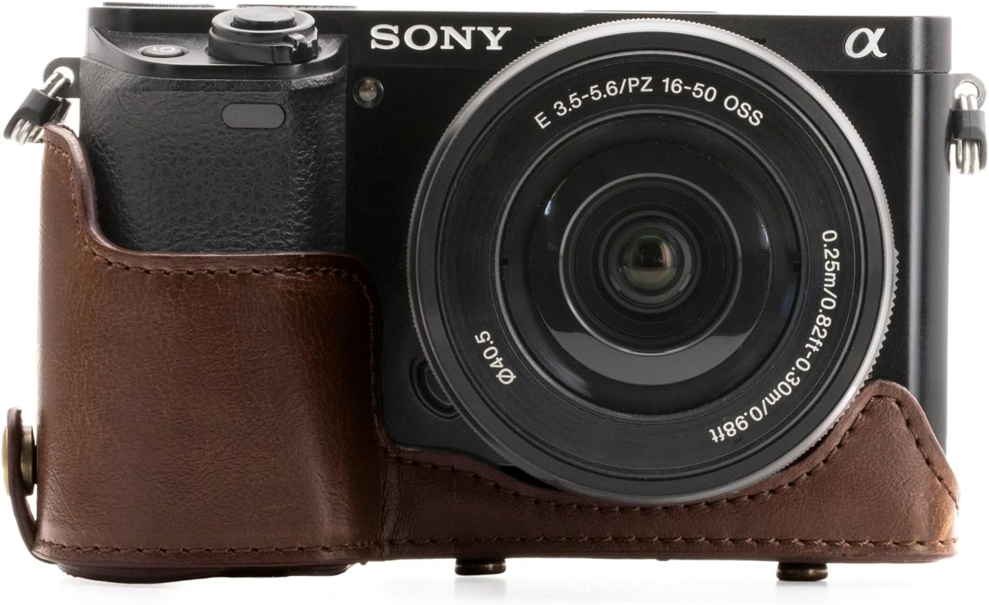Megagear MG407 Sony Alpha A6300, A6000 (16-50 Mm) Ever Ready Leather Camera Case and Strap - Dark Brown - Gray image number 7