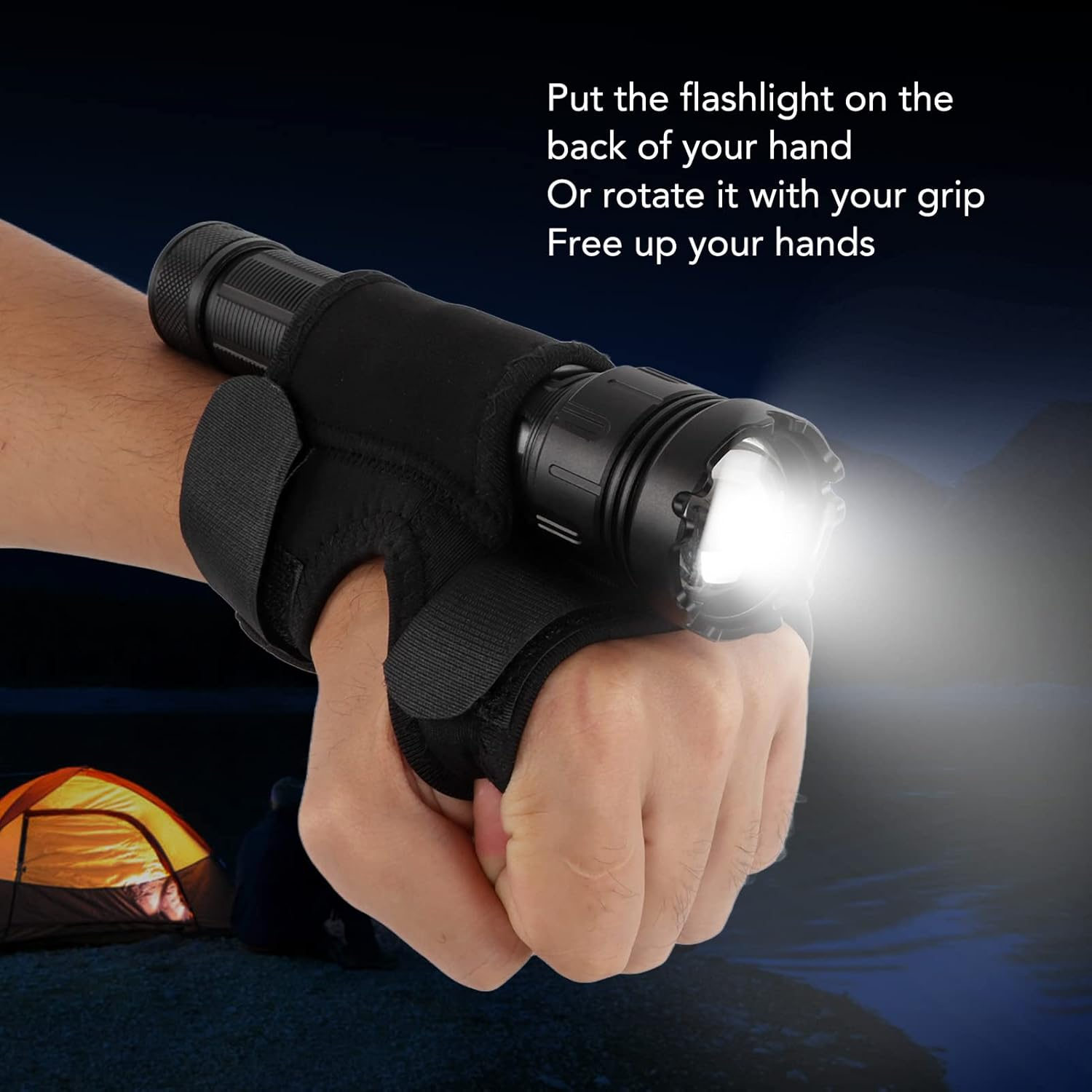 Gsycle Wrist Flashlight Holster, Thickened Nylon Diving Flashlight Holster Diving Torch Arm Holder Flashlight Glove Hands Flashlight Holder image number 2