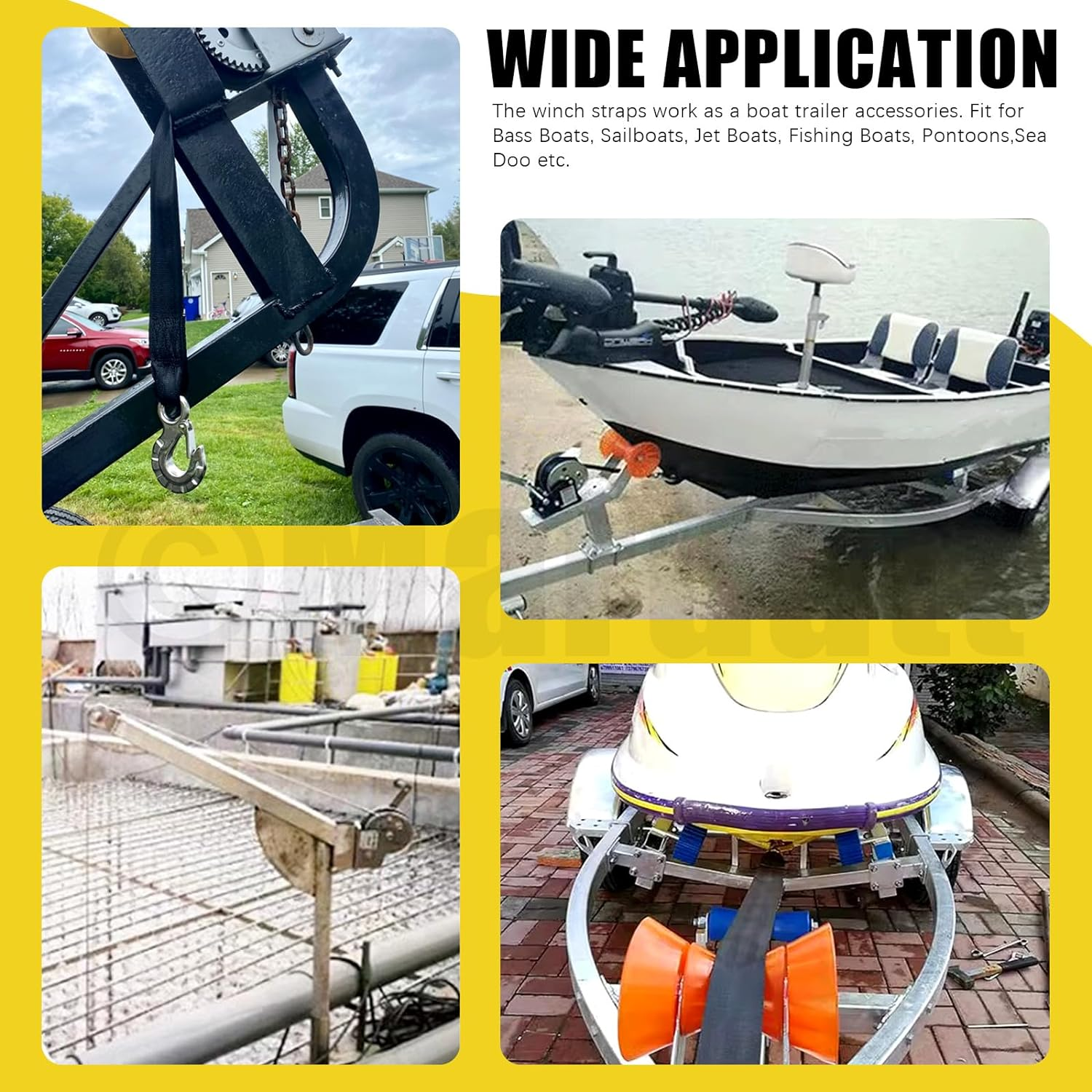 20 Feet Trailer Winch Strap with Safety Snap Hook Breaking Strength Heavy Duty Boat Winch Strap, Marine Boat Winch Strap, Trailer Strap Replacement for Towing Vehicles Boats Trailer image number 2