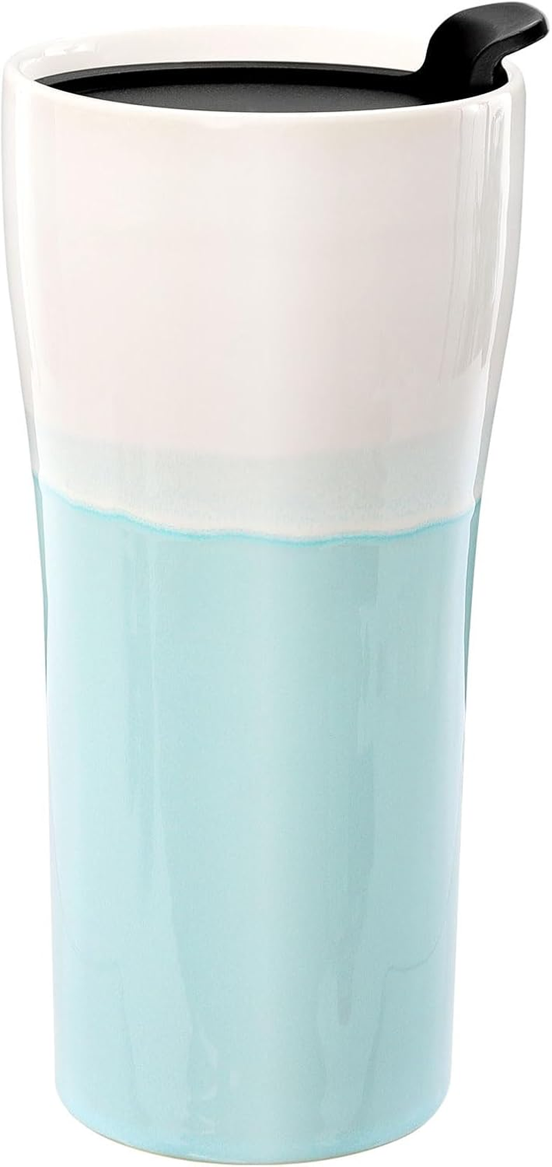 Kopmath Double Wall Ceramic Coffee Mug with Lid, 15Oz Large Travel Coffee Mug, Splash Resistant, Dishwasher Microwave Safe, Fit for Cup Holder, Insulated Cup, Keep Coffee Flavor, Gift