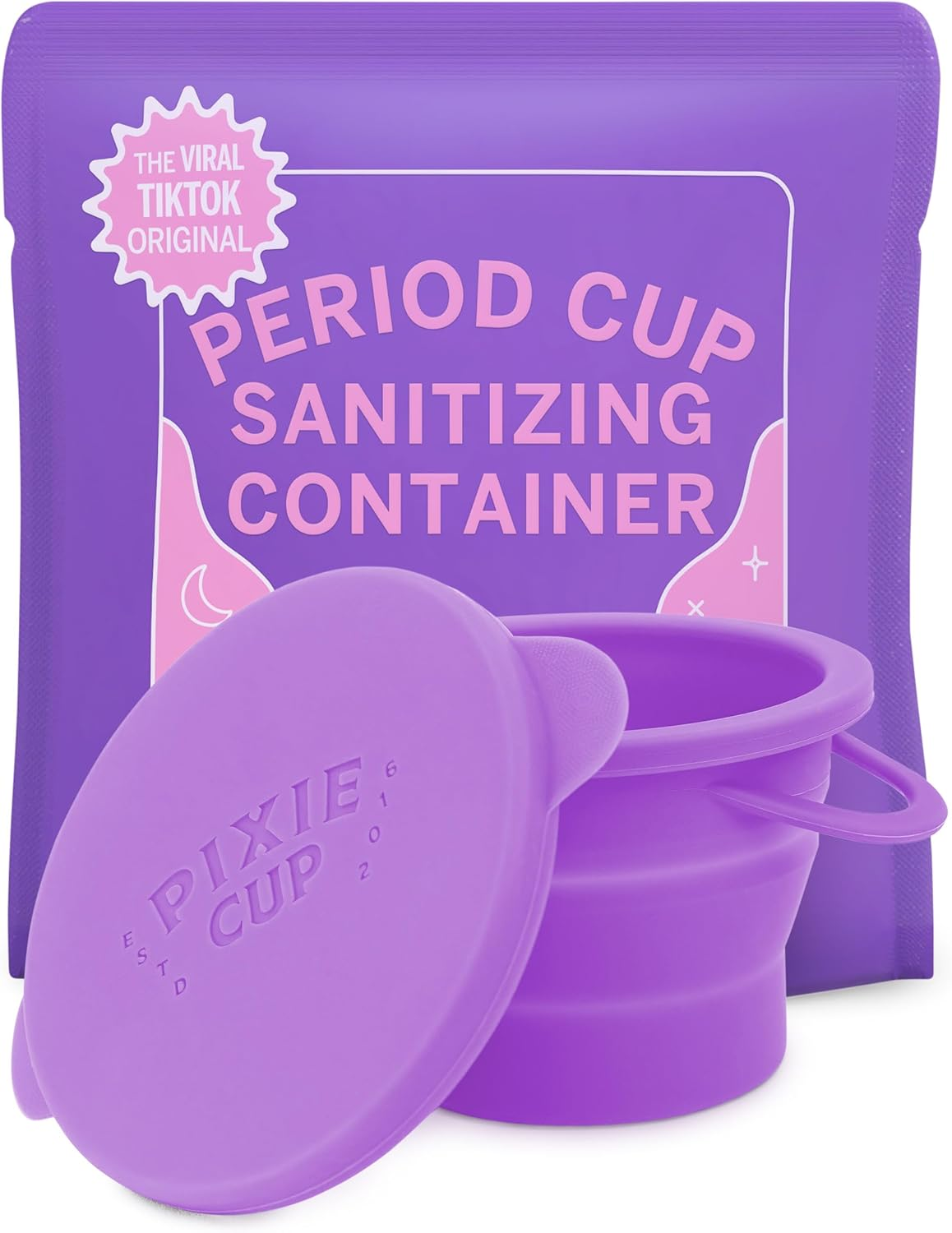 Pixie&rsquo;S Public Restroom Menstrual Cup Wash Case 8Oz - Collapsible Cleaner Container to Clean Your Menstrual Disc & Period Cup - Microwavable Friendly - Foldable for Travel - Sterilizer Case Holder image number 6