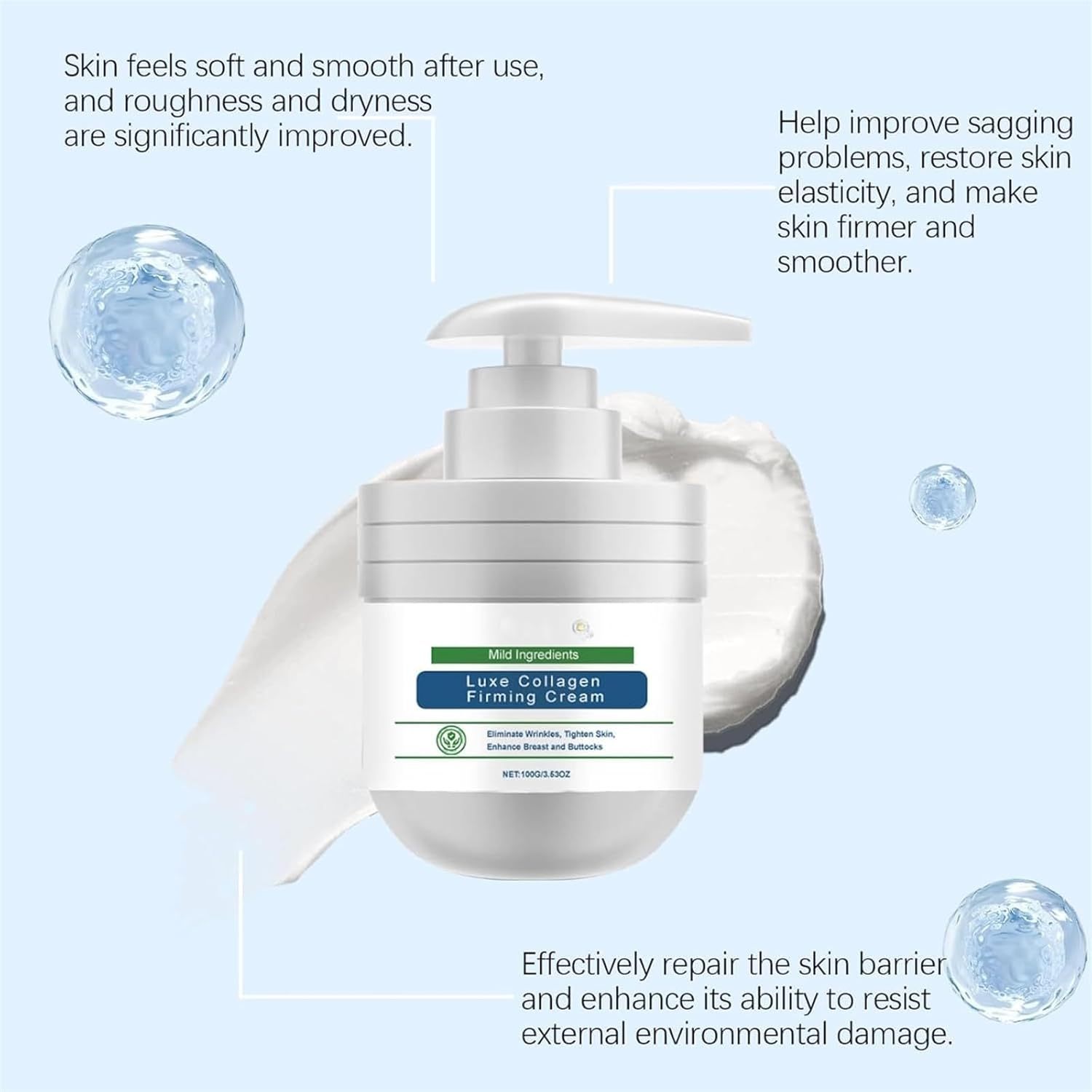 Awzlove Luxe Collagen Firming Cream, Anti-Aging Moisturizer with Collagen, Advanced Firming & Wrinkle Reducing Cream, Skin Tightening Lotion, Hydrating Formula, Restore Skin Elasticity (2Pcs) - 2Pcs image number 4