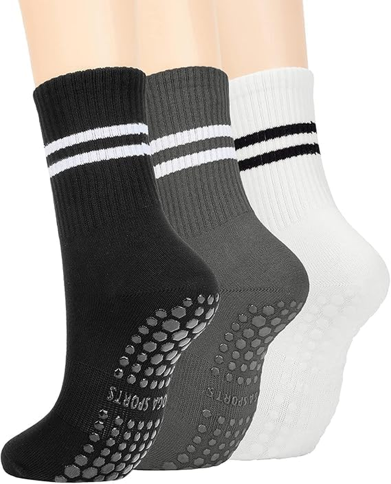 Yoga Pilates Socks with Grips for Women, Non Slip Grips Cotton Socks