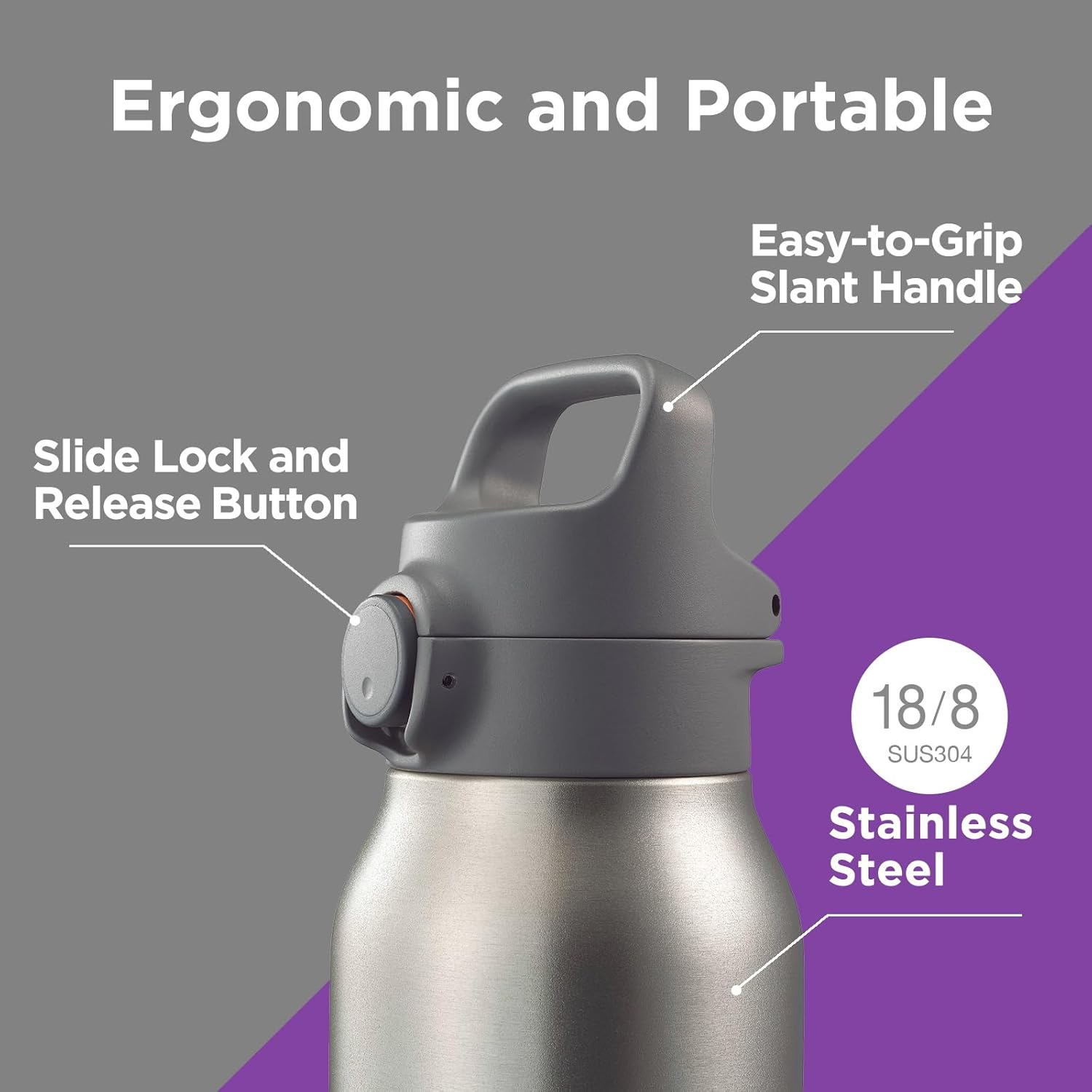 MTA-H150WH Tiger Thermos Water Bottle, 1.5 L; Handle Included, Easy to Open with One Handle, One-Touch Vacuum Insulated Stainless Steel Bottle, for Sports Drinks, Large Capacity, Direct Drinking, Wide - White image number 6