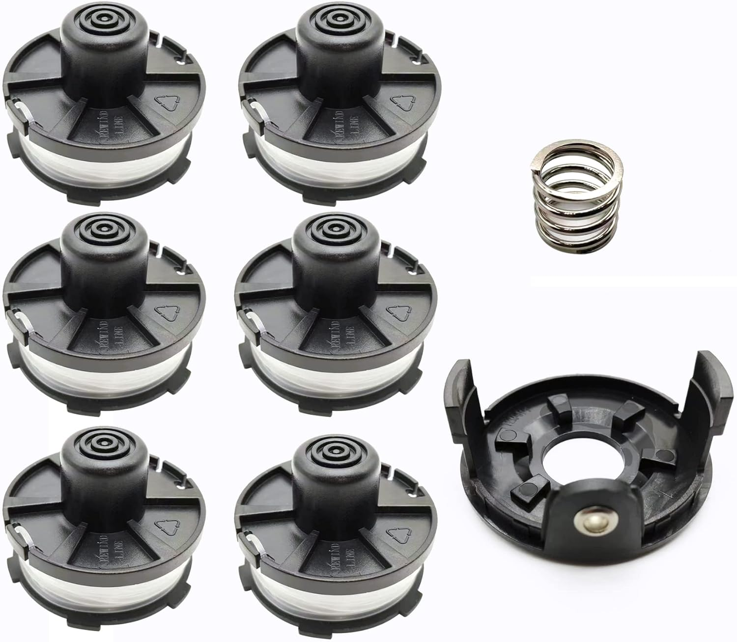 8Pcs 196146-9 Replacement Trimmer Spools for M Akita Akkusense, 1.6Mm X 8.3M Weed Eater Lines & Caps for Makita String Trimmer Weed Eater 18V DUR181Z/DUR181RF/DUR181 (6 Spools + 1 Cap +1 Spring) image number 5