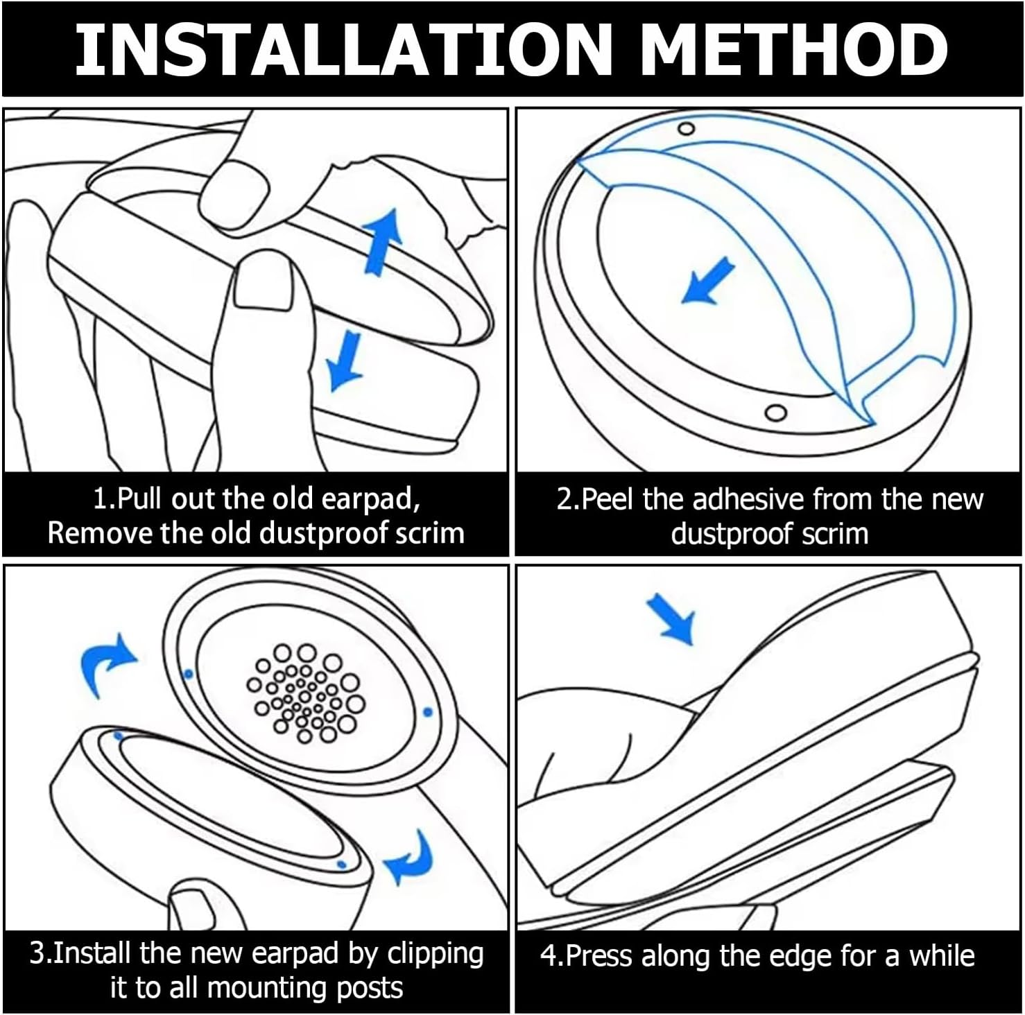 Solo 3 Earpad Replacement for Beats Solo 2 & Solo 3 Wireless On-Ear Headphones,Earpads Repair Parts Ultra Durable Soft Protein Leather Solo 2 Earpad Cushion Replacement(Black) - Silk Gold image number 4