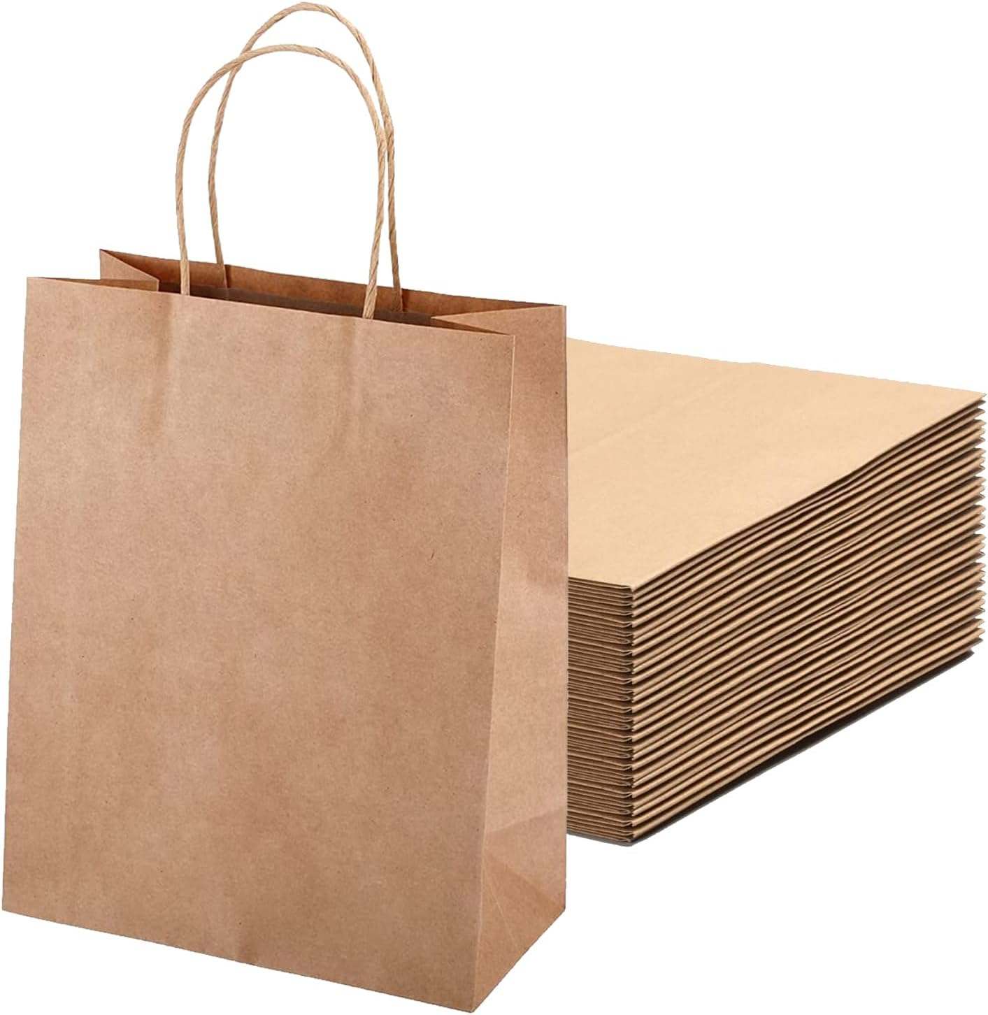 50 Pack Kraft Paper Gift Bags with Handles - Small Brown Gift Bags for Business, Shopping, Retail Merchandise - Eco-Friendly Party Bags - 15 X 8 X 21Cm image number 2