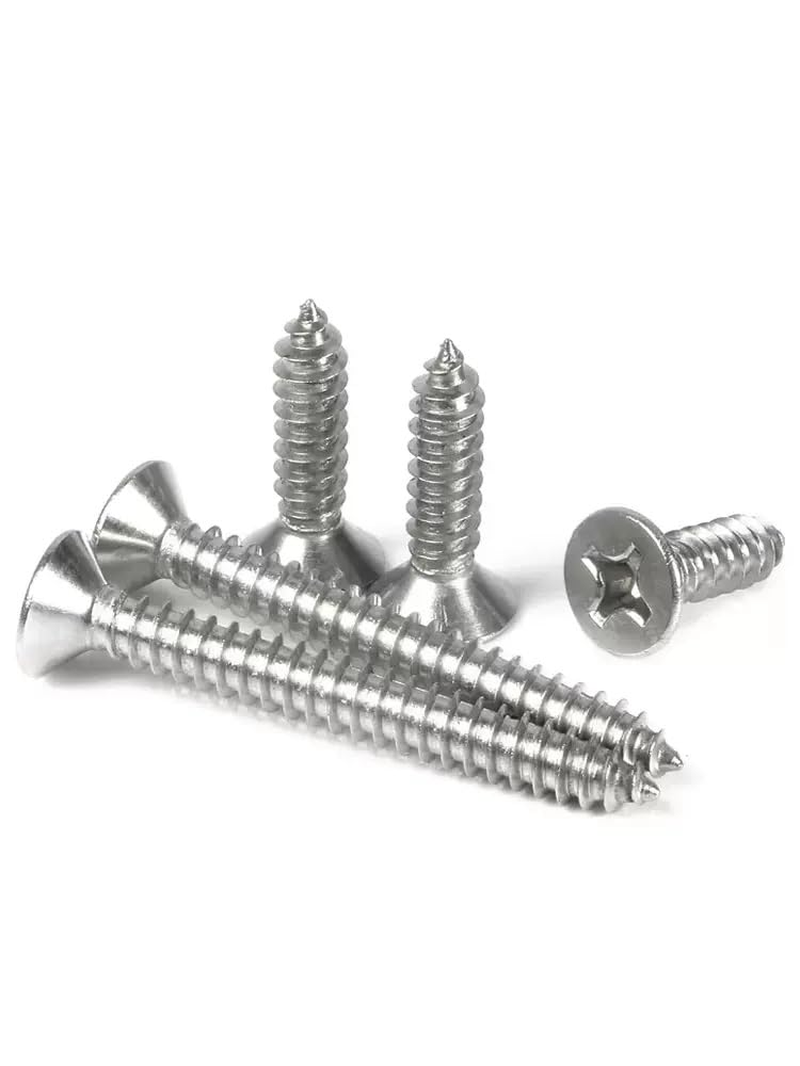 304 Stainless Steel Self-Tapping Screws Cross Flat Countersunk Head Screw Wood Screw (M4=7G X20-90Pcs)