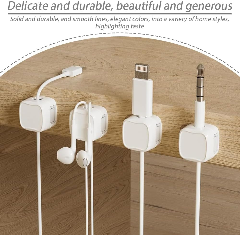 12 Pack Cord Organizer, Strong Adhesive Wire Charger Holder, Adhesive Cable Management Clips Holder for Nightstand, Kitchen Appliances, Office Supplies, White image number 1