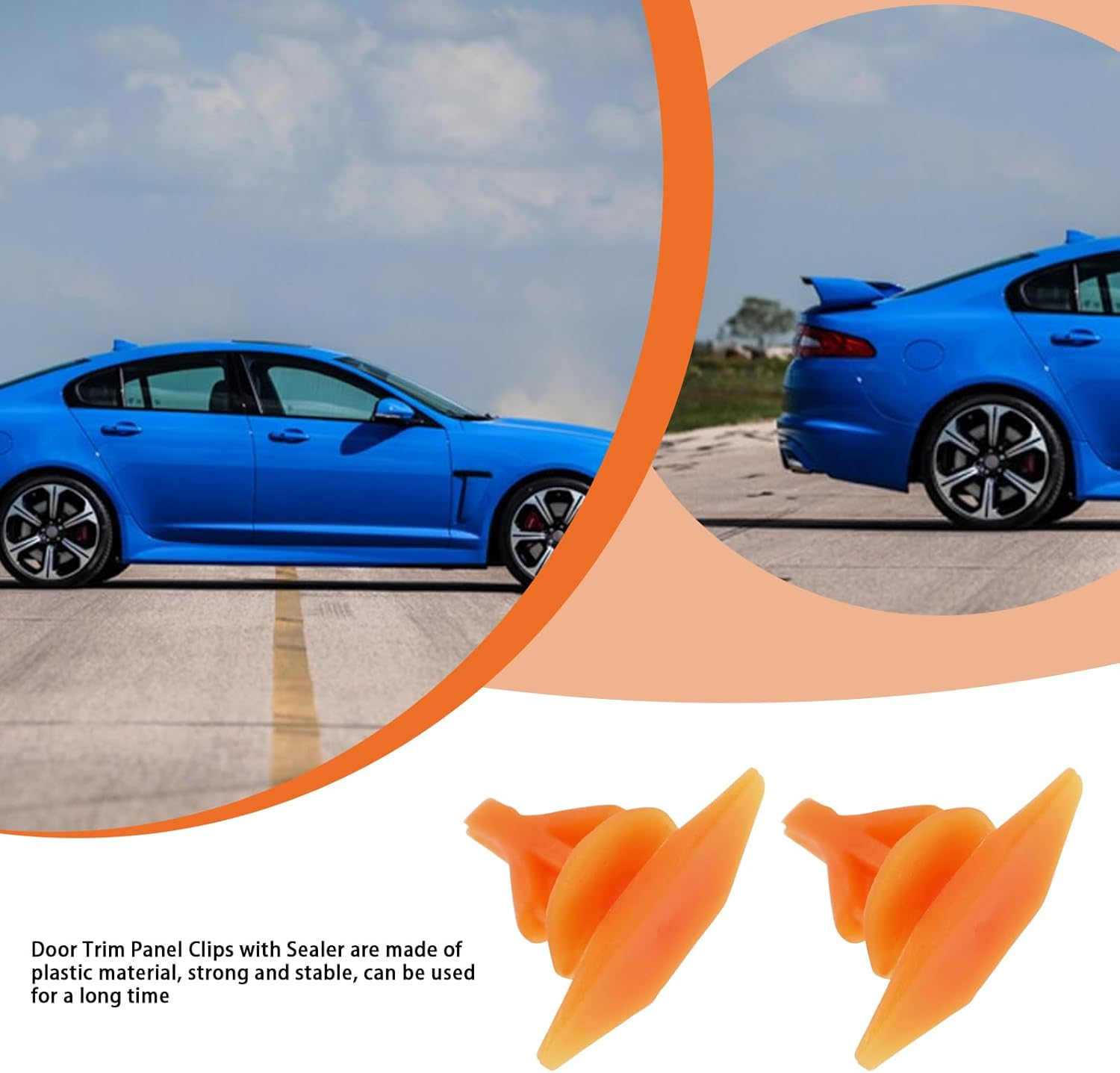 Emagtech 50Pcs Car Front Door Sealing Strip Sealing Clip Fixing Buckle Hole 6Mm Compatible with Jaguar XF Car Fastener Fixing Clip,Orange image number 6