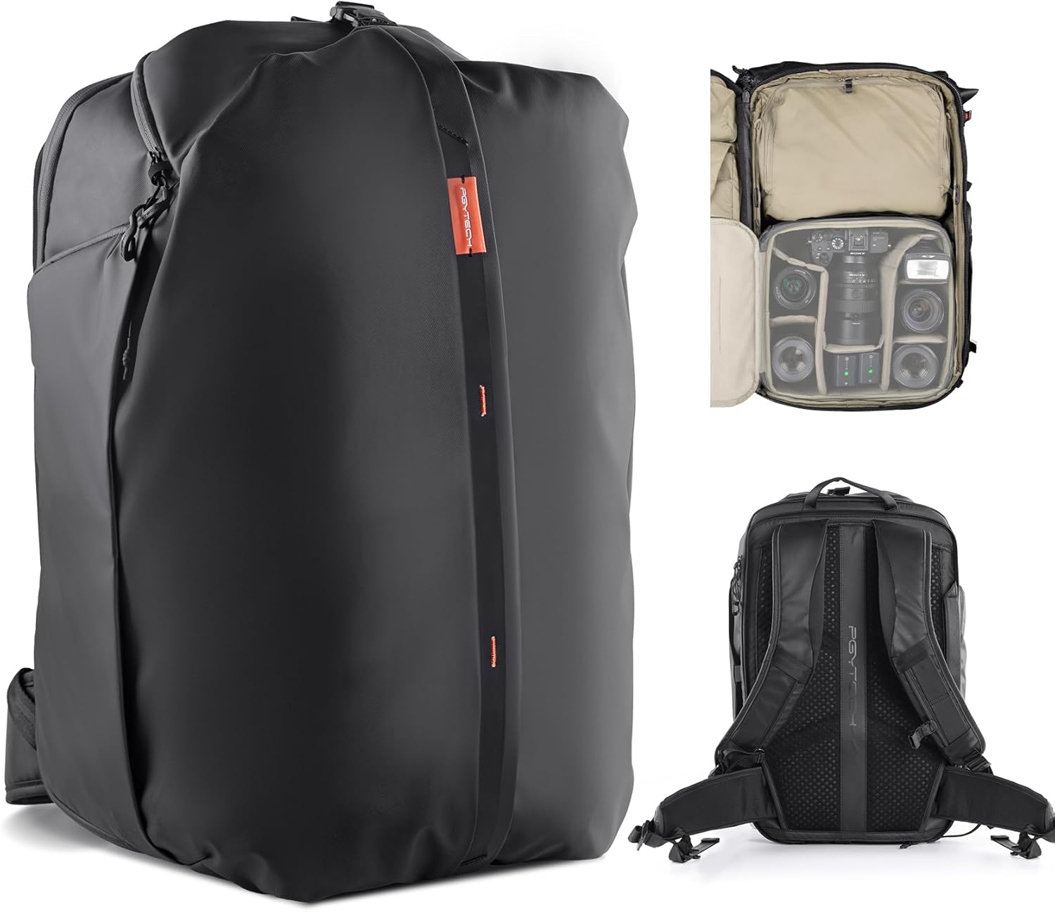 PGYTECH Onemo Travel Backpack 35L, Multifunctional Camera Bag for Traveler and Photographer, Hiking Backpack for Canon/Nikon/Sony and DJI Drones, Waterproof Insert for Laptop up to 16 Inch, Black image number 3