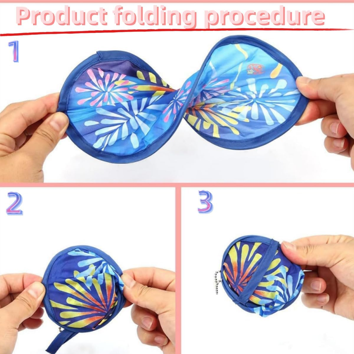 KLHCDUO 6PCS Foldable Handheld Fans, Foldable round Hand Fans,Female Hand Fans Girls Daily Party Family Personal Decoration(6 Styles) image number 1
