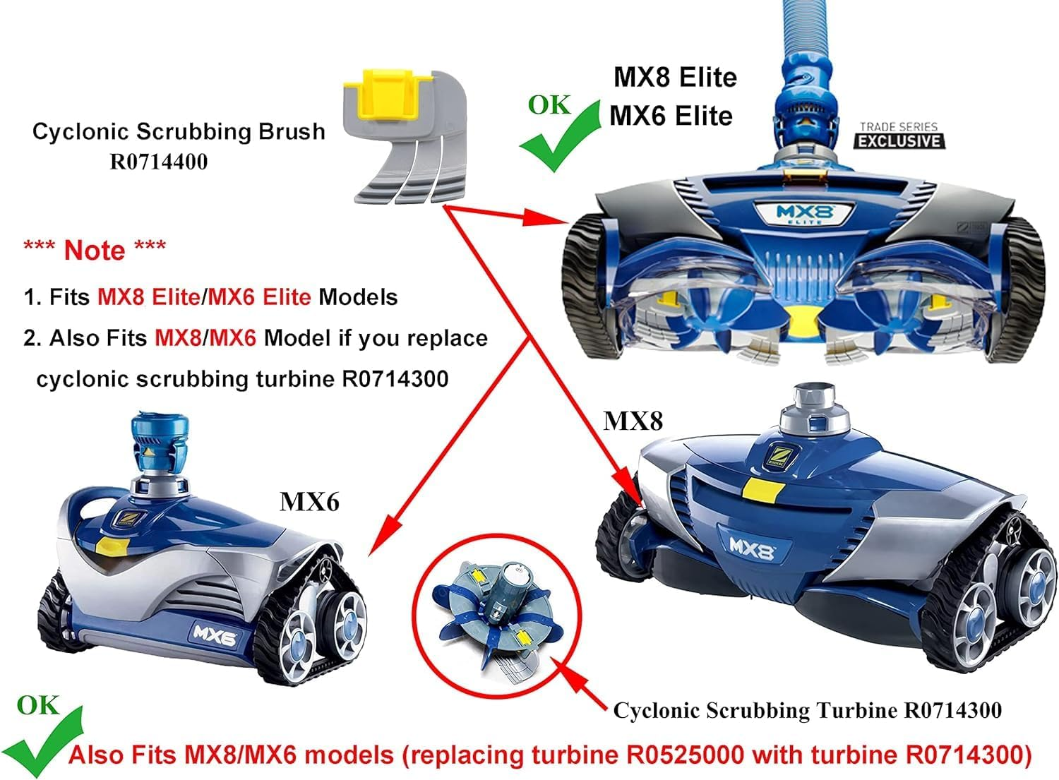 ATIE MX8 Elite/Mx6 Elite, MX8/MX6 Pool Cleaner Drive Shaft Rebuild Kit Replace Partial Tune up Kit R0796200 for Zodiac MX8 MX6 Elite Pool Cleaners image number 3