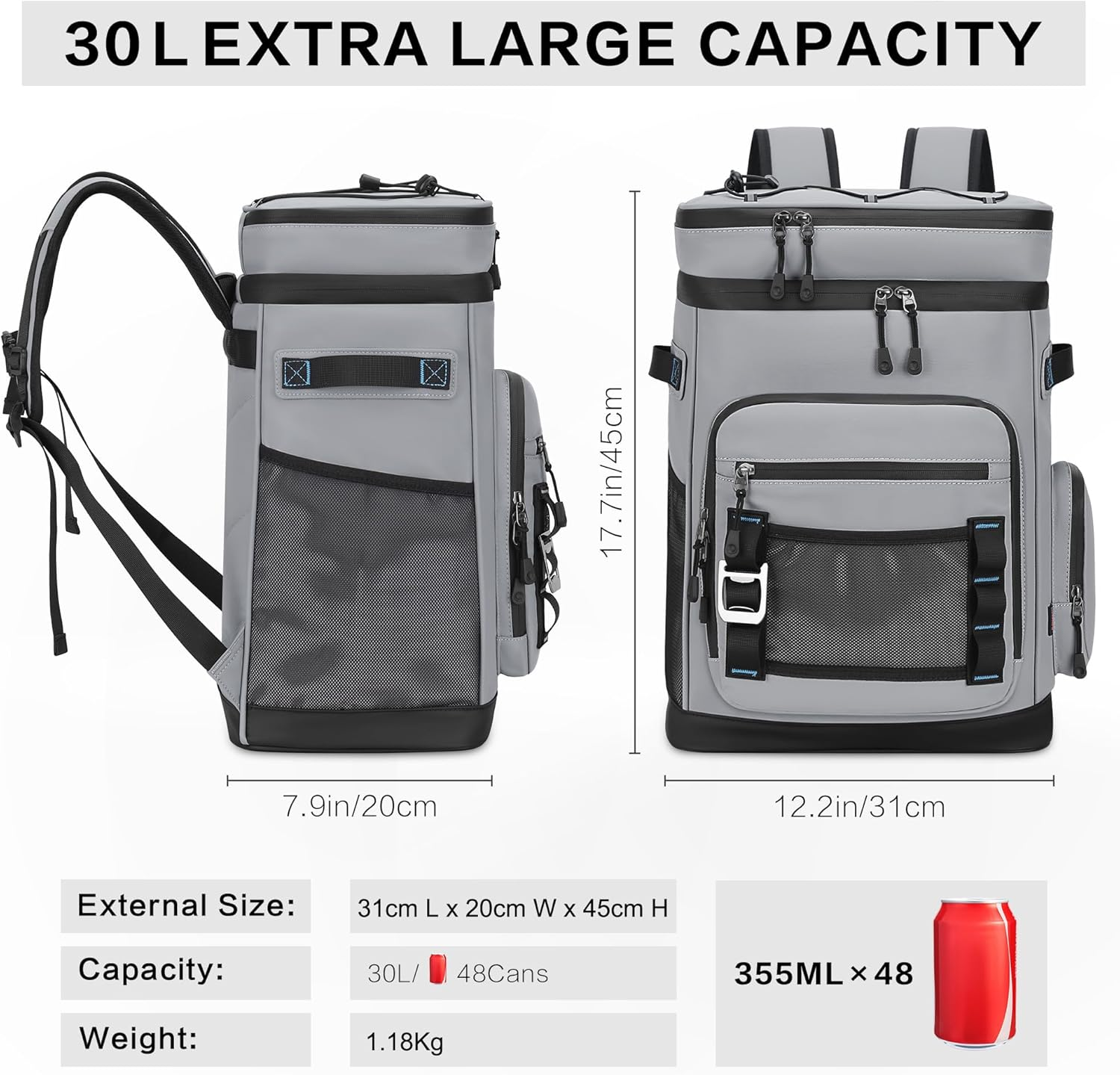 SIMTWO Lunch Backpack, 17.3 Inch Laptop Backpack, 30L Insulated Cooler Backpack for Men, Portable Computer Backpacks Work Bags for Travel, Camping, Fishing, Picnic - Black image number 4