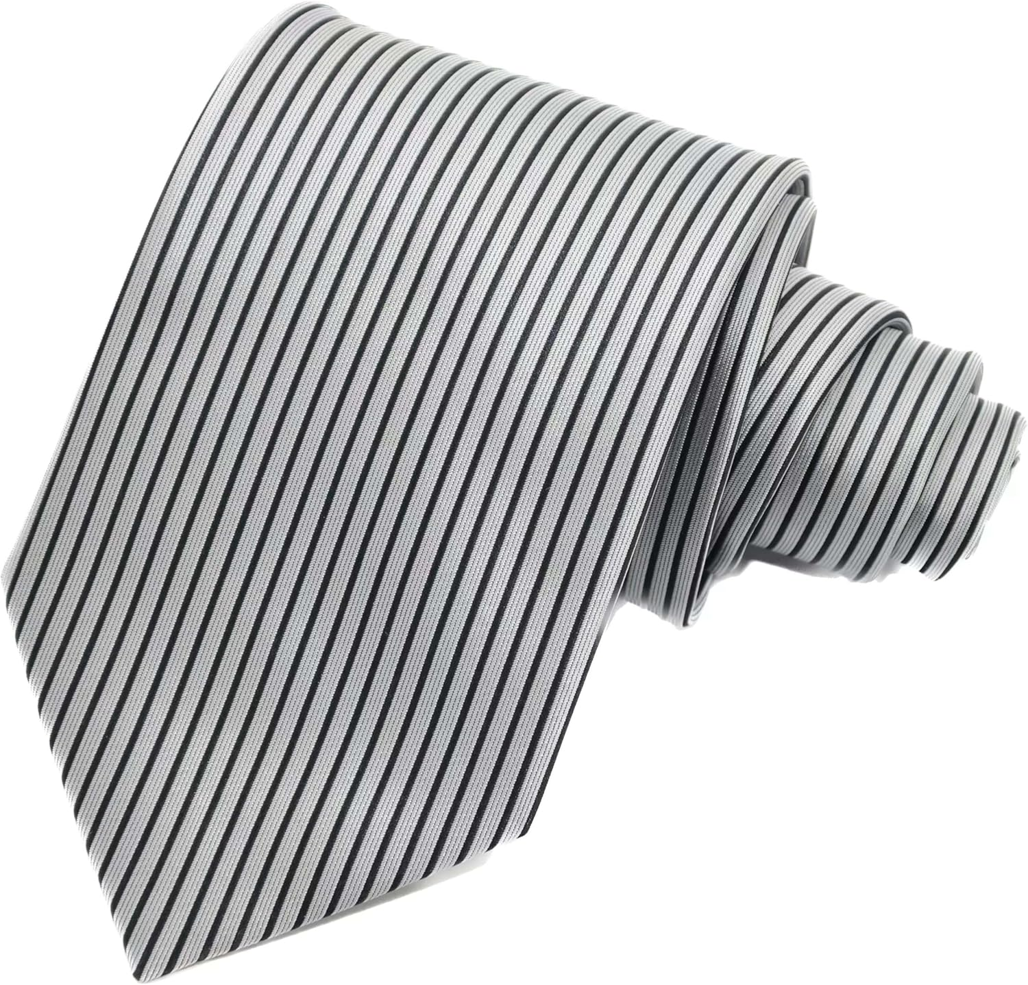 Geotae Zerun New Classic Men'S Striped Silk Tie Necktie - Black Vertical image number 3