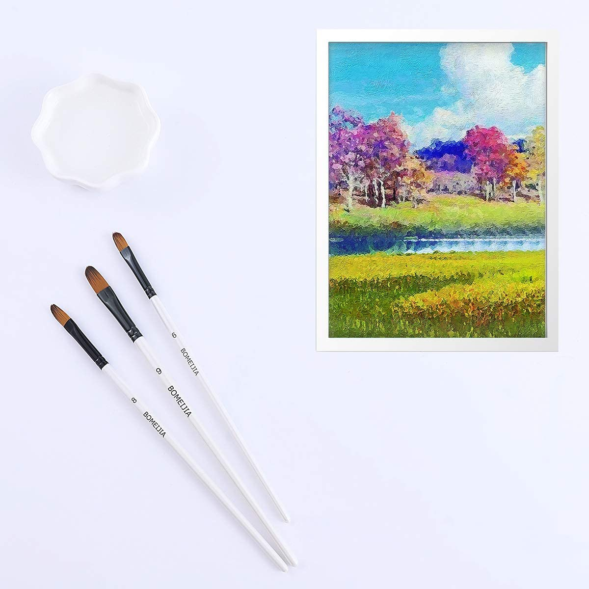 Filbert Paint Brushes Set, 12 PCS Artist Brush for Acrylic Oil Watercolor Gouache Artist Professional Painting Kits with Synthetic Nylon Tips image number 3