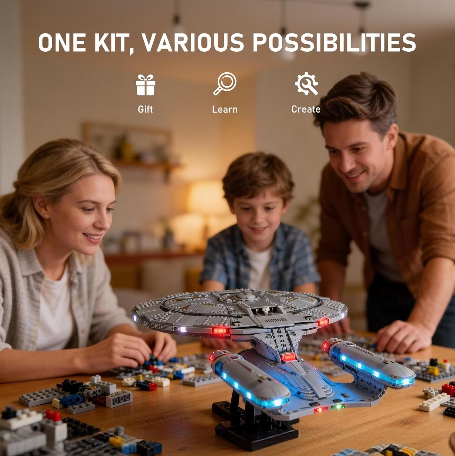 BRIKSMAX 2.0 Light Kit Compatible with  Icons U.S.S. Enterprise NCC-1701-D10356 Building Sets- Original LED Lighting Kits (Accessories Only),Cable-Hiding Tech for Display, Gifts & Collectors image number 3