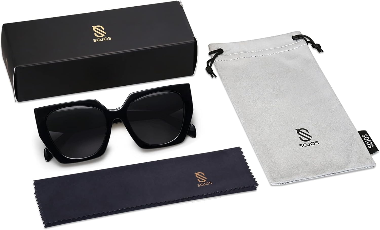 SOJOS Retro Cateye Polarized Oversized Sunglasses Womens Vintage Square Designer Sunnies SJ2205 image number 4