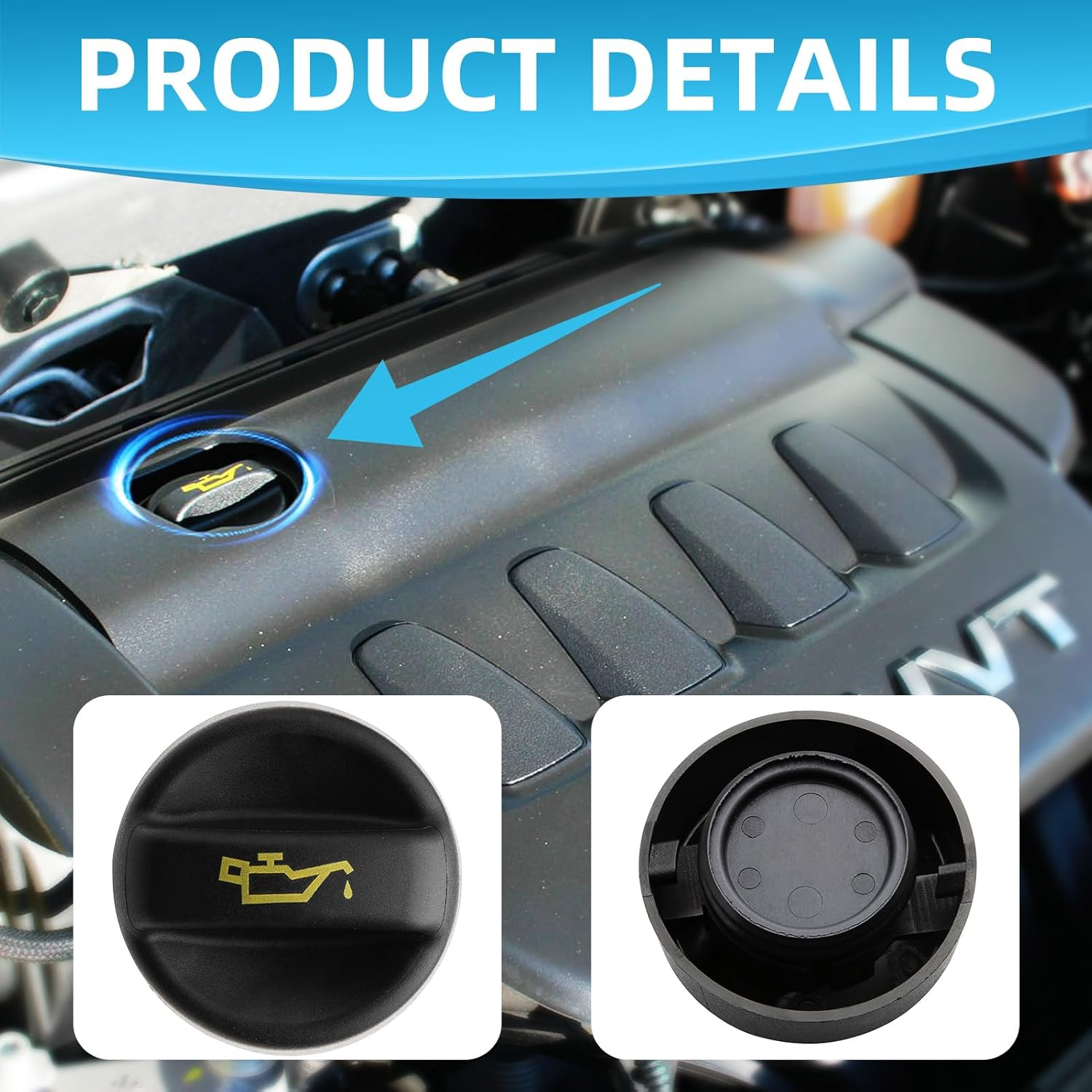 Engine Oil Filler Cap 9670015080, Fuel Tank Filler Cap Well Sealed Oil Cap Replacement Compatible with Ford 107 206 207 208 2008 307 308 Vivaro C B-Max Peugeot Citroen DS 207 208 301 308 508 C5 DS3