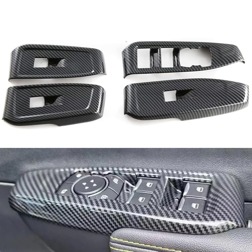 4PCS Carbon Fiber Style Car Window Controls Panel Glass Lift Switch Cover Protector Fit for Ford Ranger Raptor 2022-2024 Interior Accessories image number 2