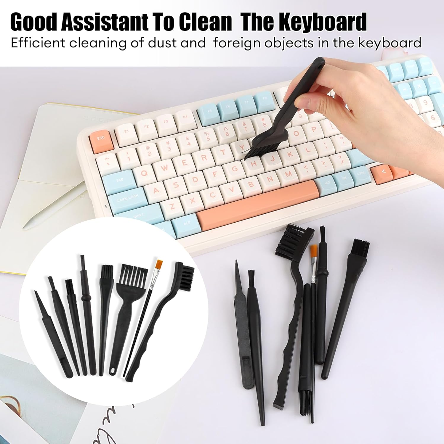 8 Pcs Multi-Purpose Brushes - Computer Cleaning Brush Kit with anti Static Brushes, Perfect for Keyboards, Laptops, Pcs, Car Interiors & Window Tracks image number 5