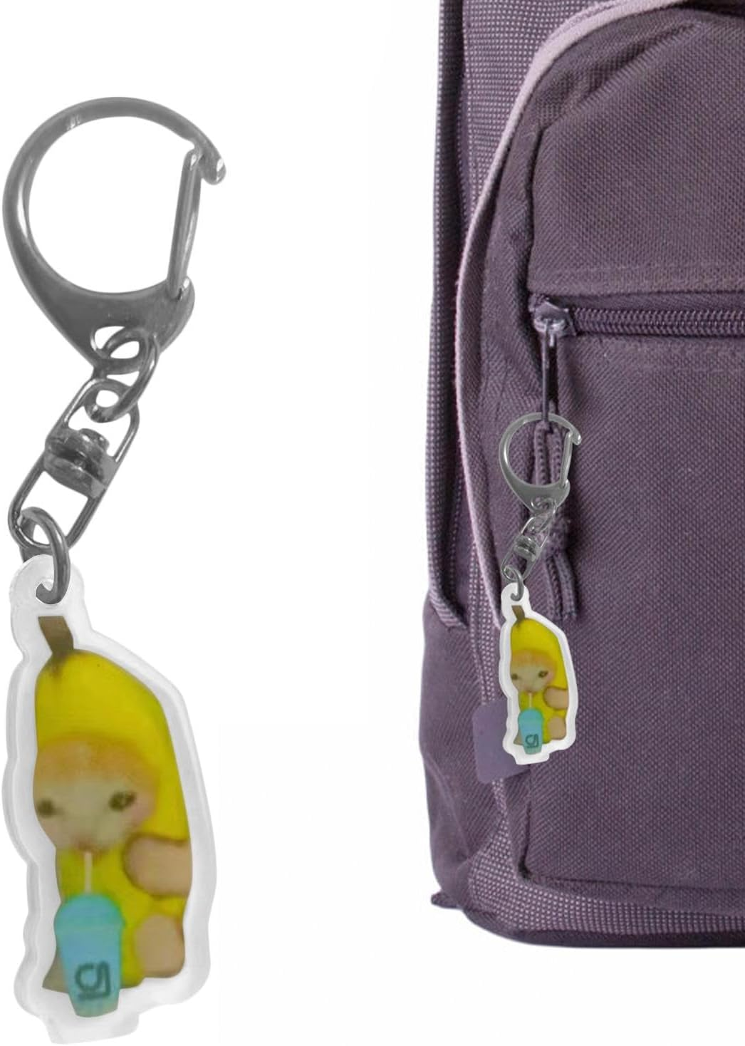 YNPQTDS Banana Keychain | Unisex Fruit Shaped Crying Cat Key Pendant | 2D Acrylic Key Chain Pendant for Backpacks Purse Wallet School Bags Kids Adults