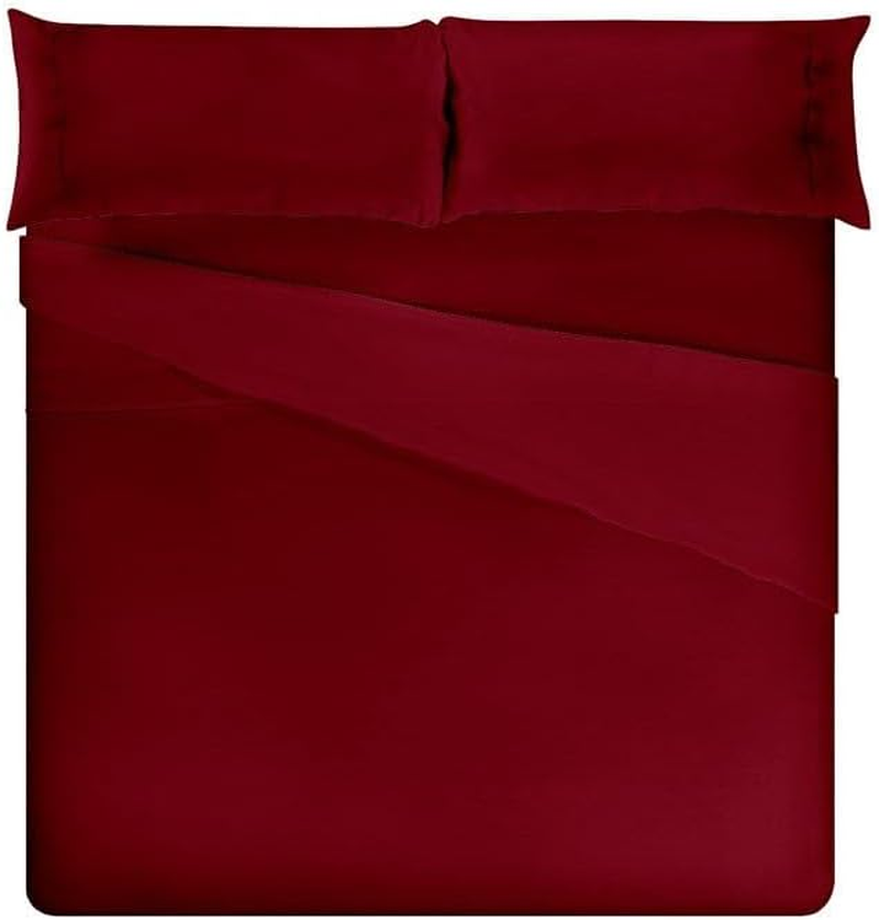 Flat Sheet - Pillowcase, Mattress Cover, Brushed Microfiber, Flat Sheet for Bed (90Cm, 105Cm, 135Cm, 150Cm and 180Cm) Bedding Set (178 Maroon, 45 X 150 Cm) image number 2