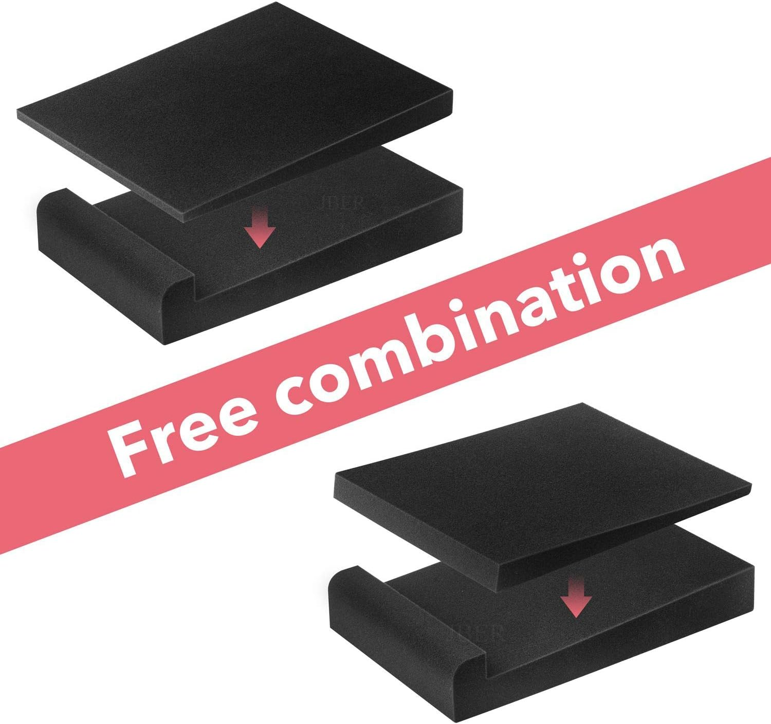 JBER 2 Pack Acoustic Isolation Pads, Studio Monitor Speaker Isolation Foam Pads, High Density Acoustic Foam Suitable for 5" Inch Speakers for Sound Improvement Prevent Vibrations image number 3