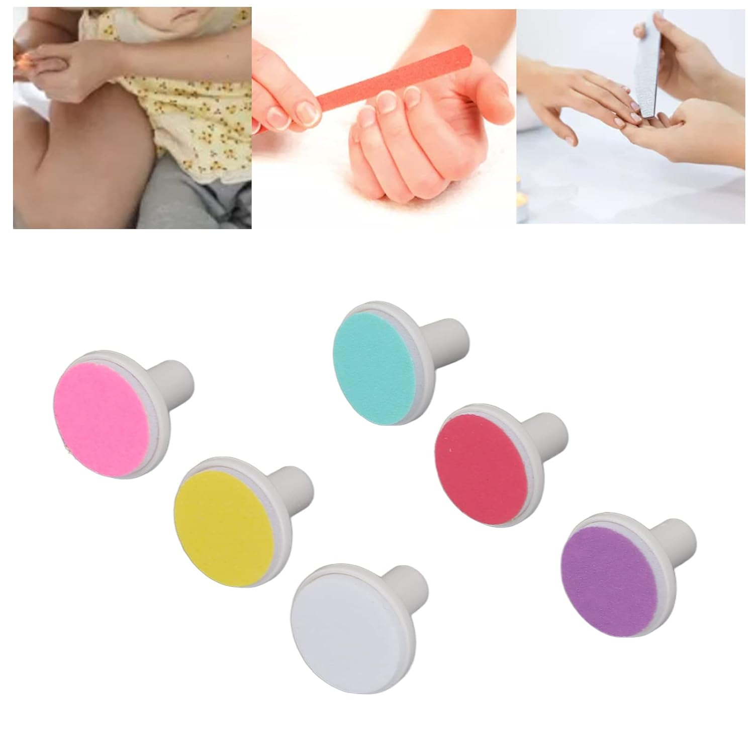 Baby Nail File Replacement Heads, Baby Nail Trimmer Electric Baby Nail Filer Electric 6Pcs Replacement Pads Professional Electric Nail File Grinding Heads Accessory image number 4