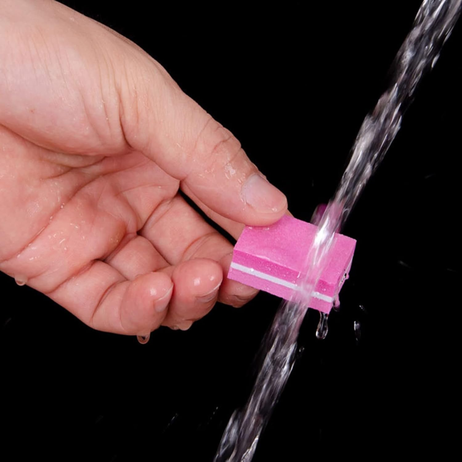 Luoshapucy Pack of 20 Buffer Sanding Blocks, Nail Buffer Blocks, Polishing Block, Double-Sided Sponge, Nail File, Manicure Tool for Sanding Acrylic Nails, Natural Gel for Gel Nails and Acrylic Nails (Pink) image number 1