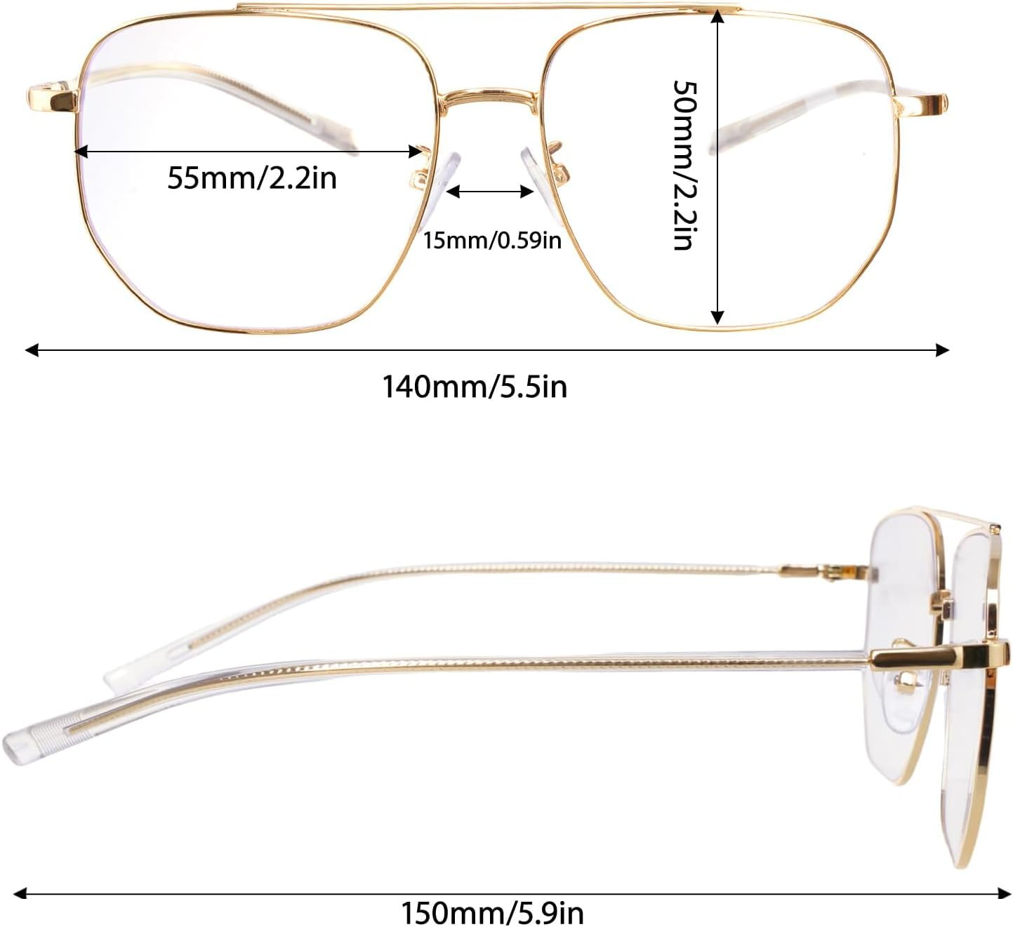 OJIOUI 1Pcs Fake Glasses Non  Glasses Classic Clear Lens Metal Frame Square Old Man Costume Eyewear for Men Women Halloween Daily Wear