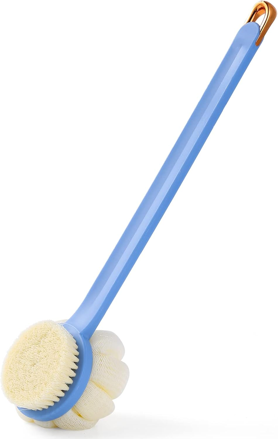 Shower Body Brush,Soft Bristles and Beautiful Pumpkin Loofah 14&rdquo; Long Handle Back Scrubber Bath Mesh Sponge for Skin Exfoliating Bath,Massage Bristles Suitable for Wet or Dry,Men and Women (Grey)