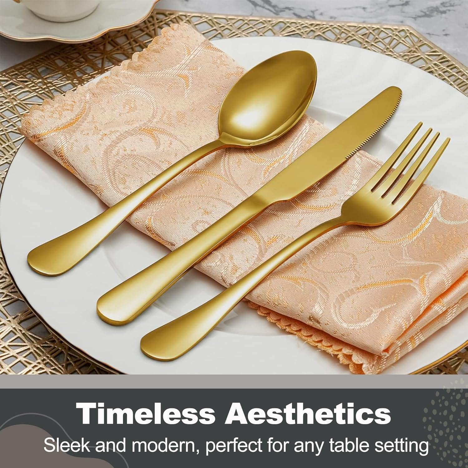 SHEUMNT Gold Silverware Set, Mirror Polish 40-Piece Stainless Steel Flatware Set,Kitchen Utensil Set Service for 8,Tableware Cutlery Set for Home and Restaurant, Dishwasher Safe - Rose Gold image number 7