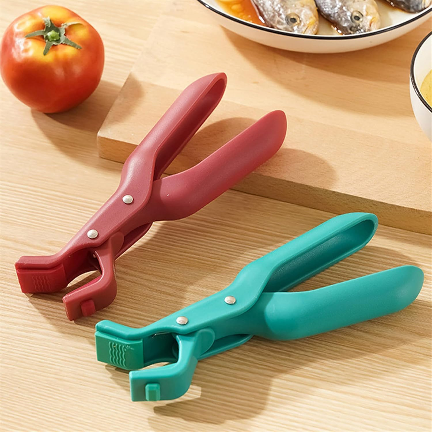 Hot Plate Gripper Tongs, Safely Moving Hot Plates, Heat Resistant Silicone Tong Non-Slip Anti-Scald Bowl Clip for Moving Hot Plate or Bowls Multi-Function Anti-Scalding Dish Plate Gripper,Red QFFAFAR image number 2