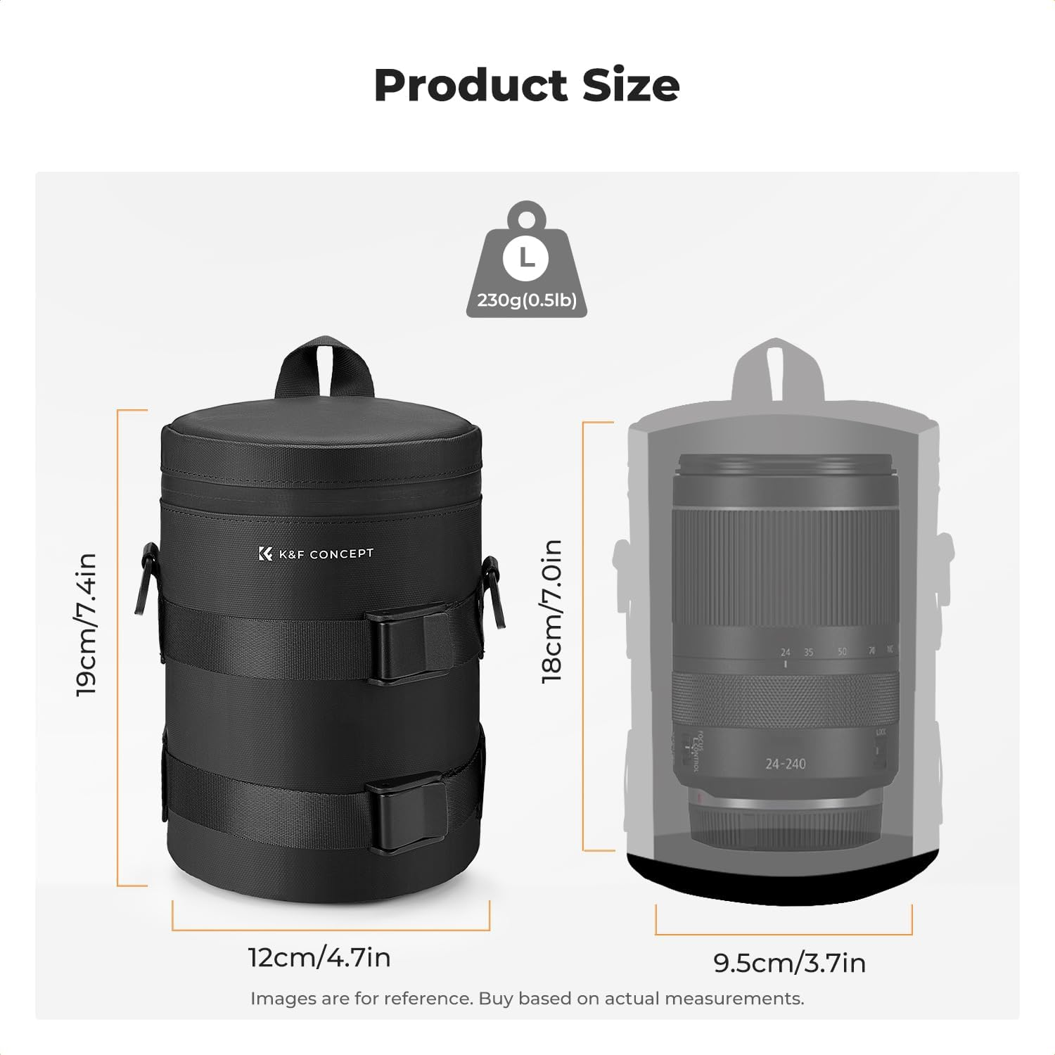 K&F Concept Lens Case with Air Blower Set, Lens Storage Bag Thickened Protection Waterproof Camera Photography Lens Pouch for Sony Fujifilm Cannon Nikon Lens, L Size image number 3