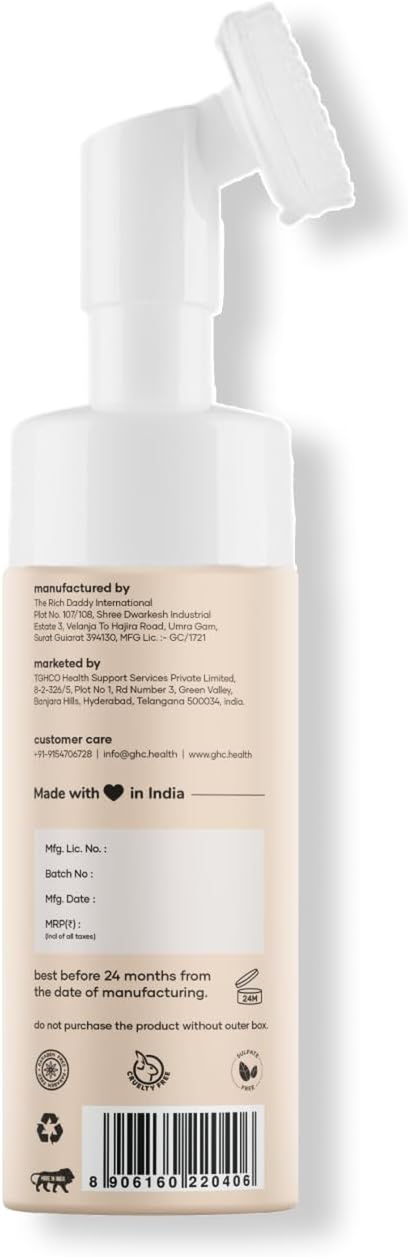 Mars by GHC Tea Tree Foaming Face Wash with Built-In Face Brush, Hydrates Skin, Acne & Oil Control, Deep Cleansing, Nourishing & Moisturising Wash | Chemical Free (120 Ml - Pack of 1) image number 3