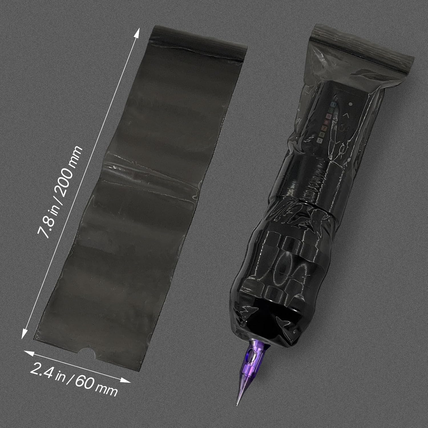 SILVERHORSE 300Pcs Tattoo Machine Covers - Black, 2.4&times;8 Inch, Universal Size, Waterproof, Adult - Black (2.4&times;8 Inch) image number 3