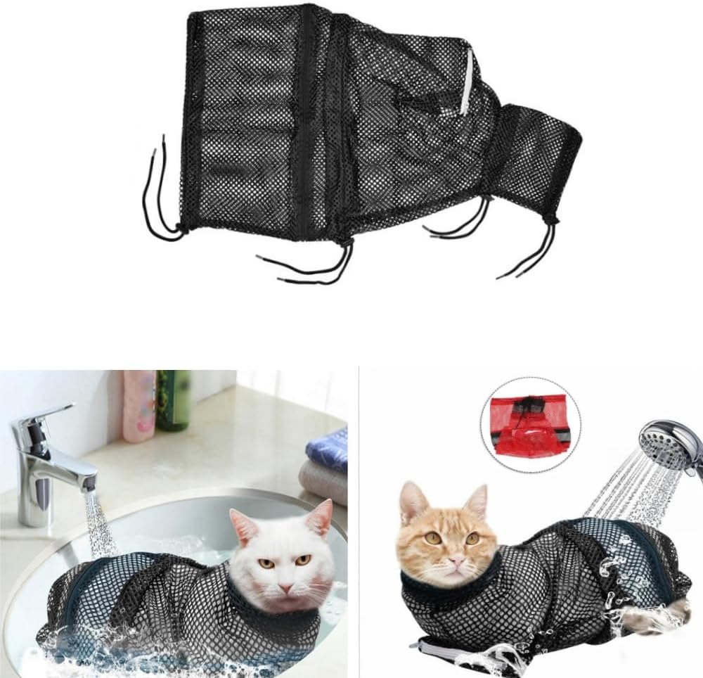 Changyeah Cat Bath Bag, Bath Bag, Wash Bag for Cats, Mesh Bag for Bath Bag, Durable Mesh Cat Shower Bag for Small, Medium Cats, Cutting Nails (Black) image number 5
