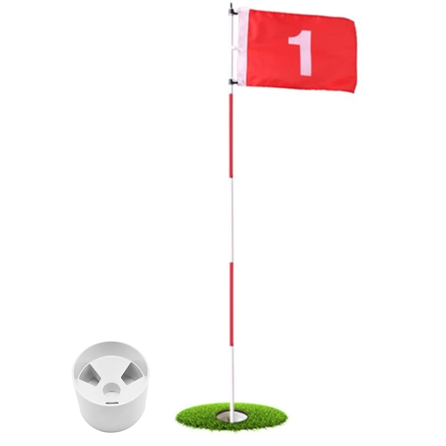 Golf Flagstick 6Ft, 185Cm Portable Five-Section Design for Backyard Practice Putting Green, Driving Range Golf Pin Flag Hole Cup Set, Gift Idea image number 6