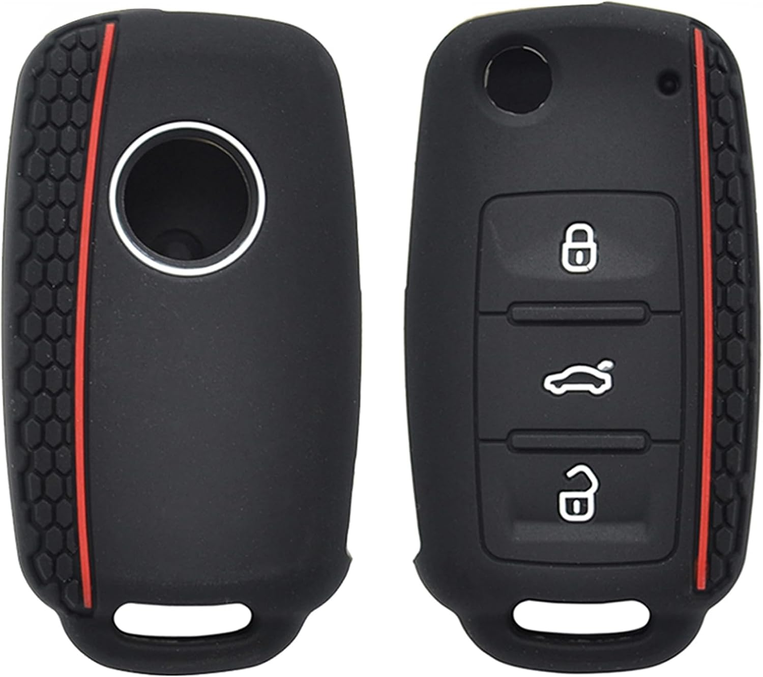 Key Fob Cover for Volkswagen Beetle Caddy Eos Golf Jetta Polo Scirocco Sharan Tiguan Touran Transporter T5 Bora Passat Skoda Fabia Octavia Superb Seat Leon Remote Control Key Case Shell 3 Buttons image number 3