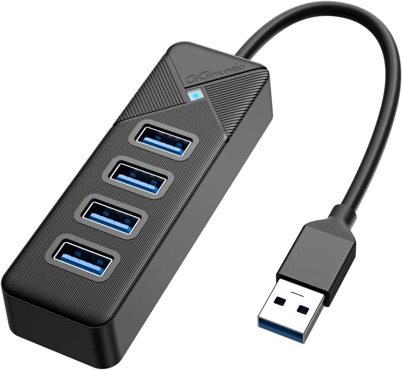 Gigimundo PG7U USB Hub 3.0, 7-Port USB Distributor, 50 Cm Cable with 5V/3A Power Input, Multiple USB Connector for PC Laptop, Older Macbook, PS4, PS5, Flash Drive, Keyboard, Mouse, GGM-PG7U-U3-50