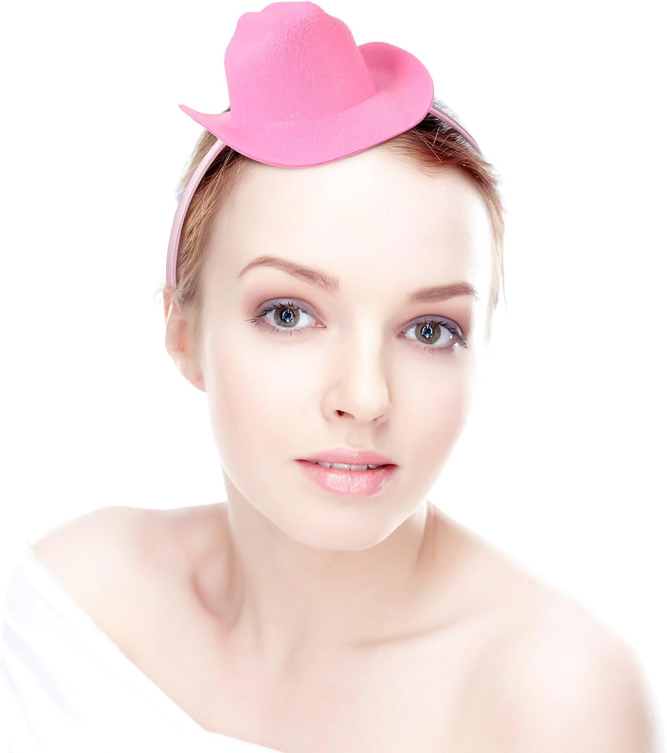 BIUDECO Mini Pink Cowboy Hat Headband Party Accessory for Women Western Masquerade Costume Cowgirl Hat Band image number 2