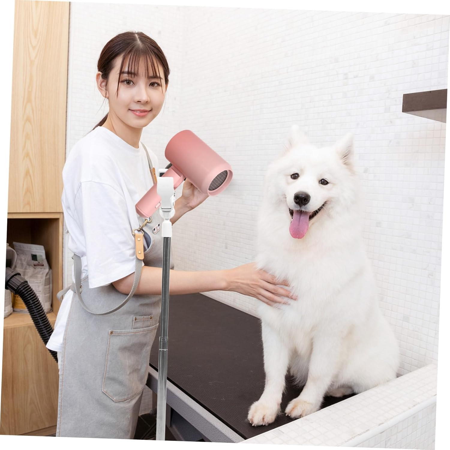 BIUDECO Adjustable Height Pet Hair Dryer Holder Stand Hands Grooming Arm Clamp for Dogs and Cats Convenient Detachable Floor Mount for All Pets