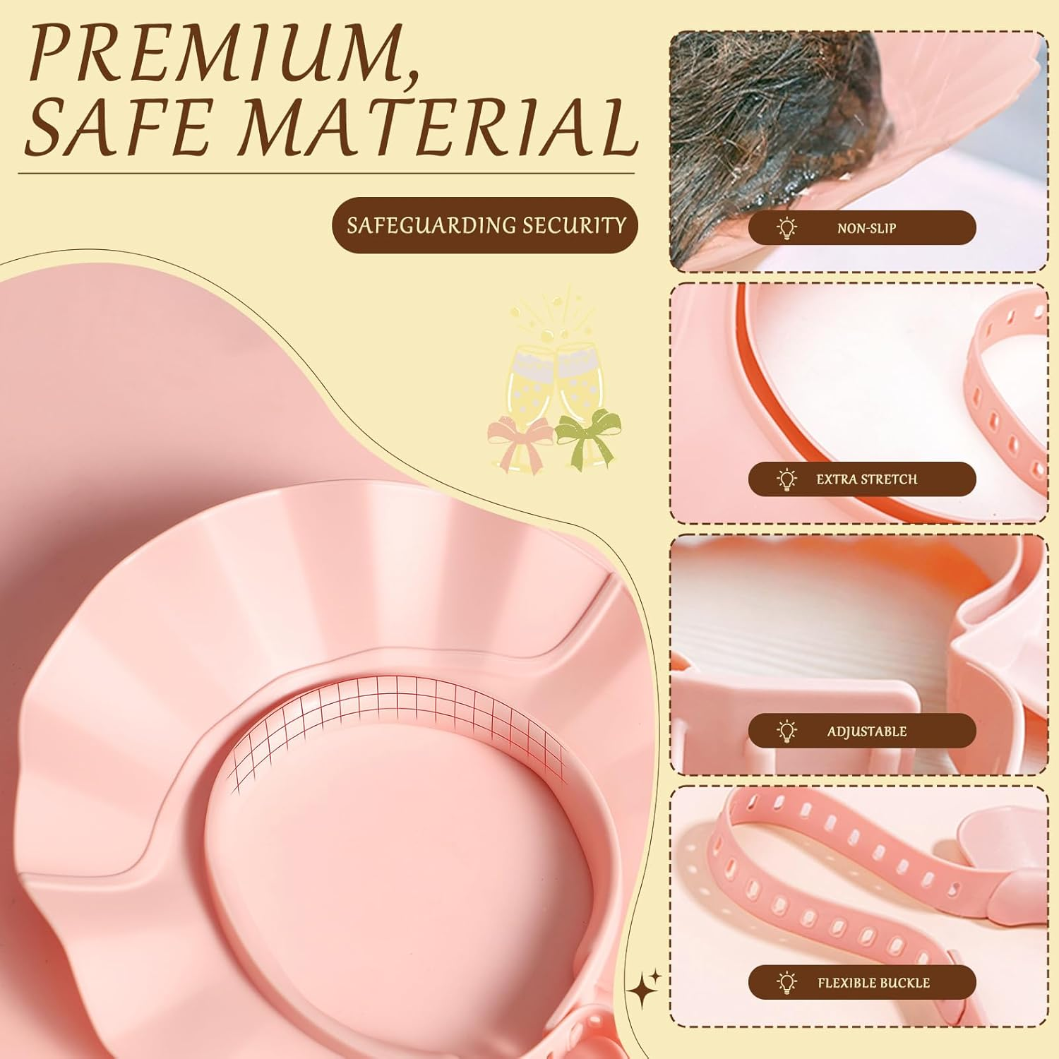 JZS Baby Shower Cap Hat Soft Adjustable Bath Head Cap Visor for Washing Hair Safe Shampoo Shower Bathing Protection Head Eye Ear,Shampoo Caps for Toddler image number 1