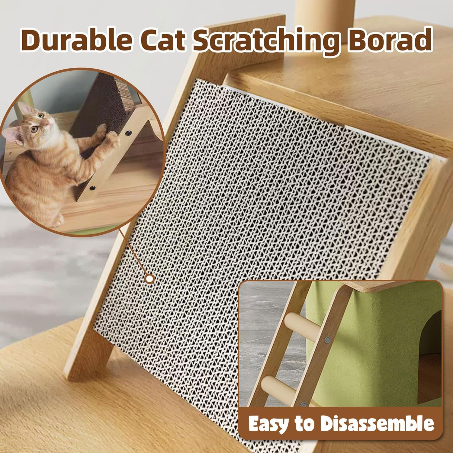 LIODUX Large Cat Tree, 140CM Cat Tower for Cats, Super Spacious Condo, Cat Climbing Frame, Large Cat Nest, Wide Padded Perch Scratching Posts & Pad for Indoor Cats image number 2