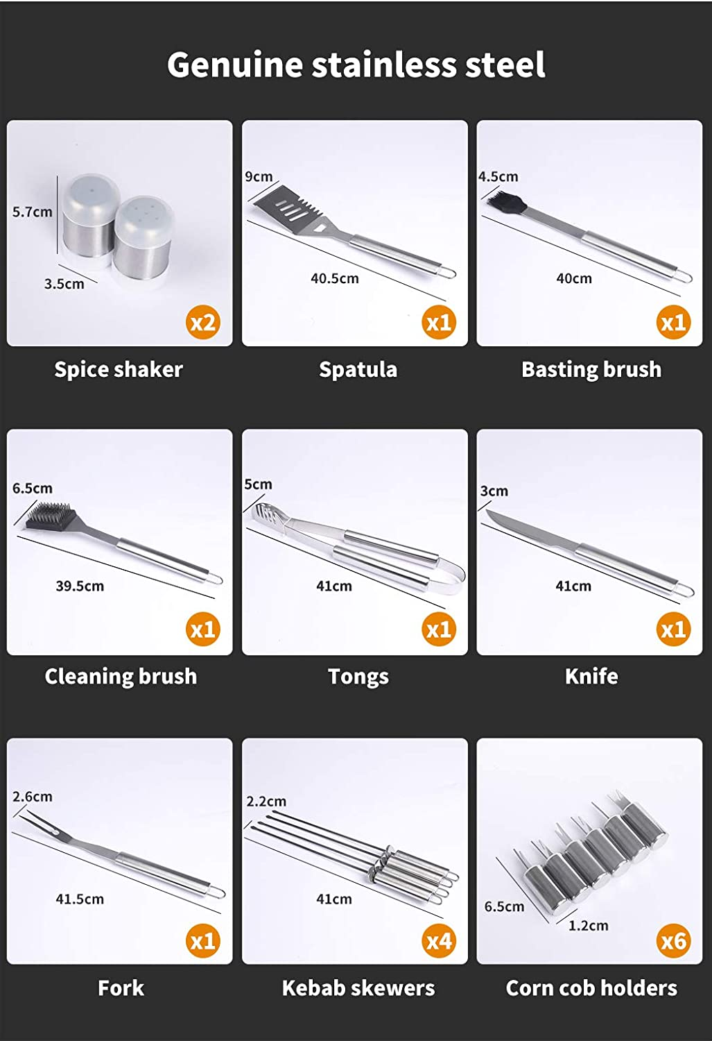 Toque Stainless Steel Outdoor Barbecue Utensil Tool 18-Pieces Set image number 5