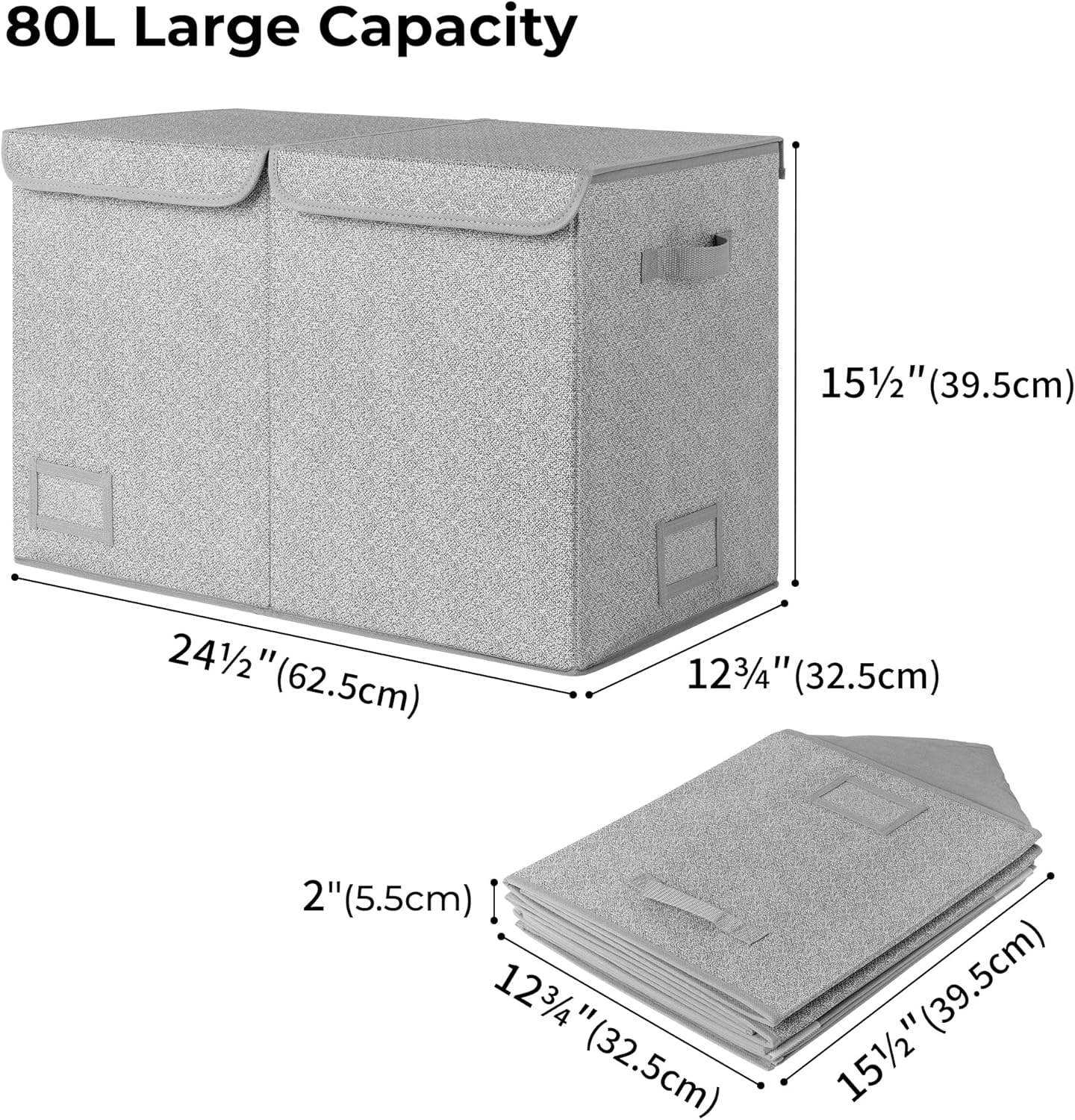 GRANNY SAYS Toy Storage Box, Pack of 1 Large Storage Box, Grey Storage Box, Kids' Toy Chests & Boxes, Foldable Storage Box with Lid, Toy Box Storage for Girls Boys to Organise Bedroom Nursery Playroom image number 3
