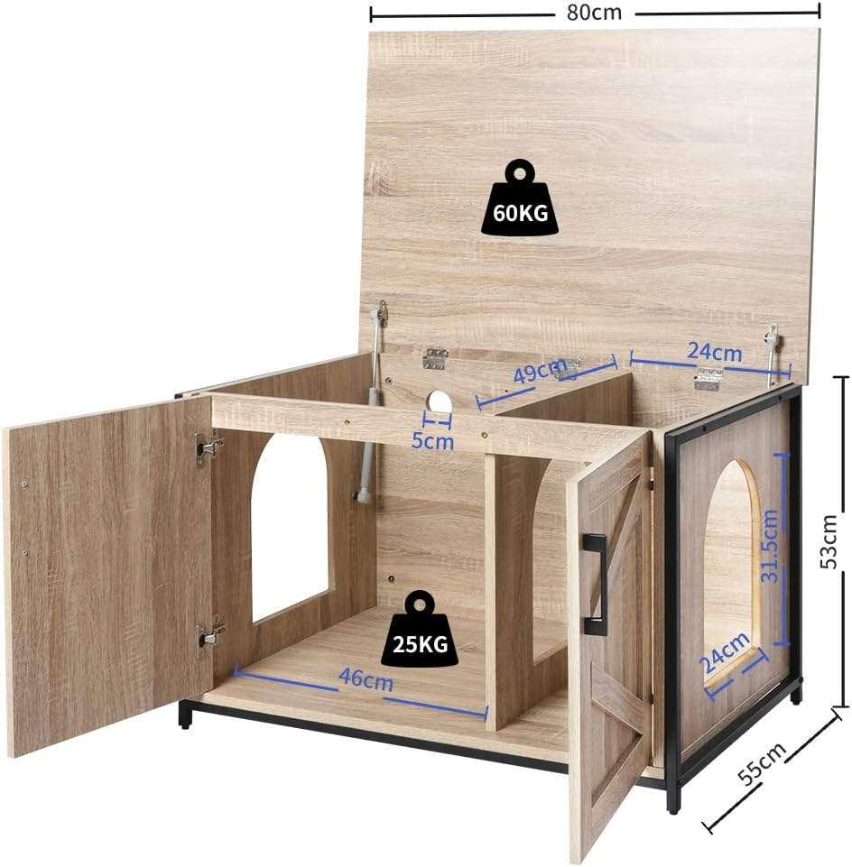 Pawz Enclosed Cat Litter Cabinet Box Furniture Kitty Toilet Tray Pet House Table image number 3