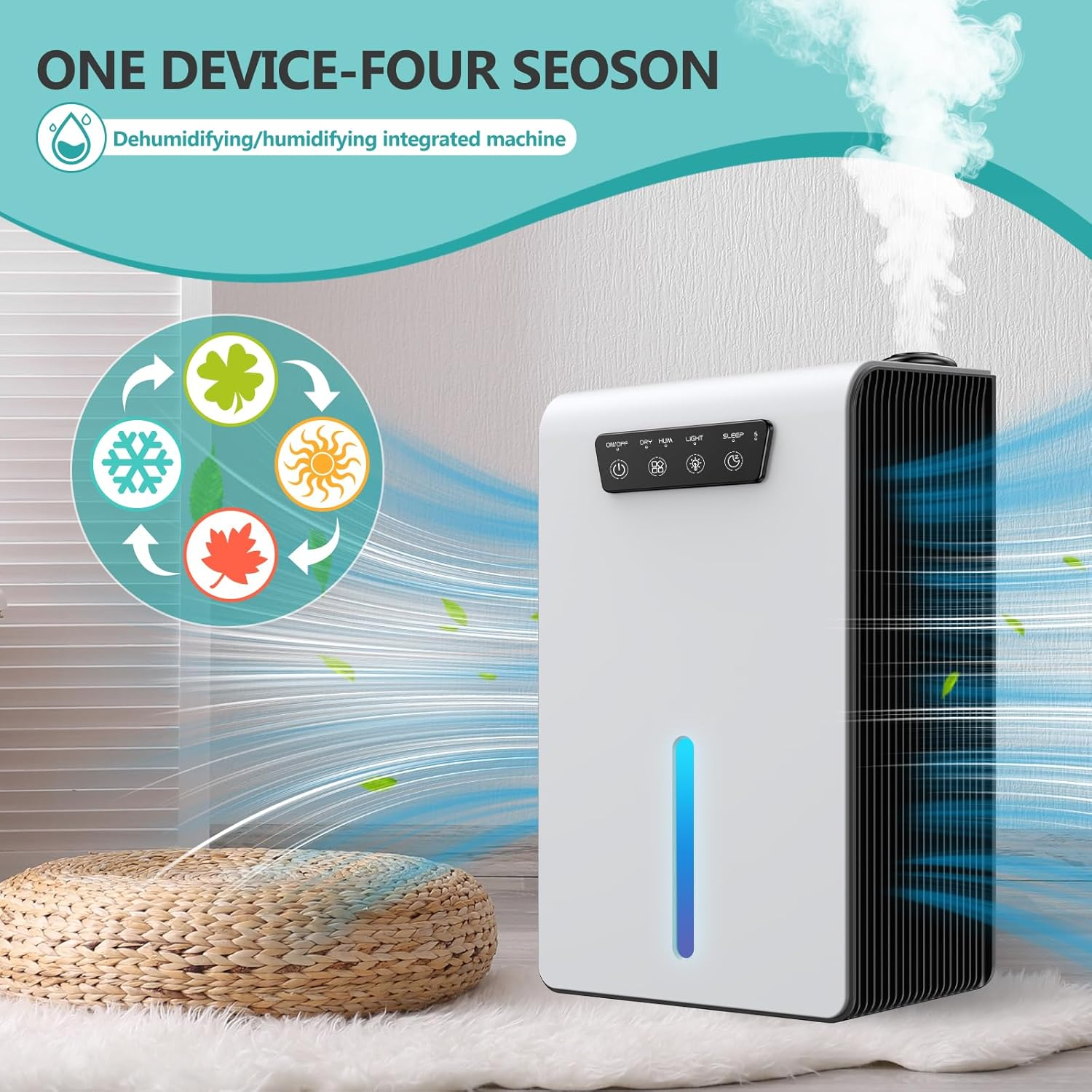 3200Ml Dehumidifier and Humidifier Two-In-One, 2025 Upgraded Dehumidifier for Home,Silent Mode 28Db Energy-Saving, 65㎡ of Household,Water Full Auto-Off (7-Color Light/Timing 8/12/16) image number 4