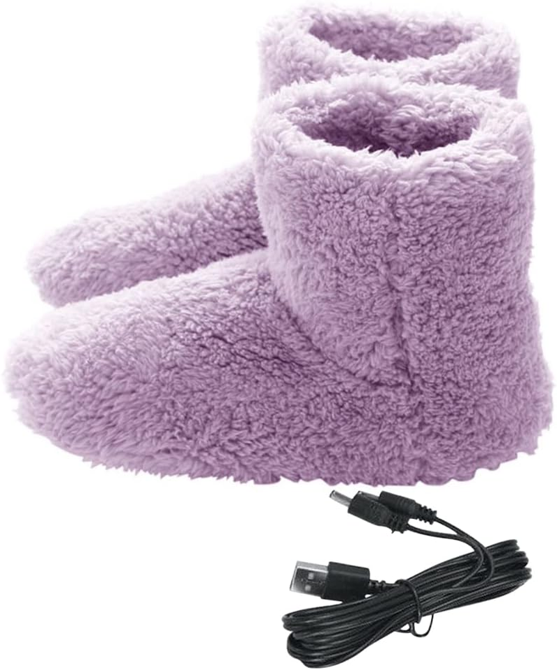 Electric Heated Foot Warmers Booties Deep-Penetrating Heat Feet Warmer Shoes Boots Slipper Fast Heating (Grey (Men:6.5-9.5))